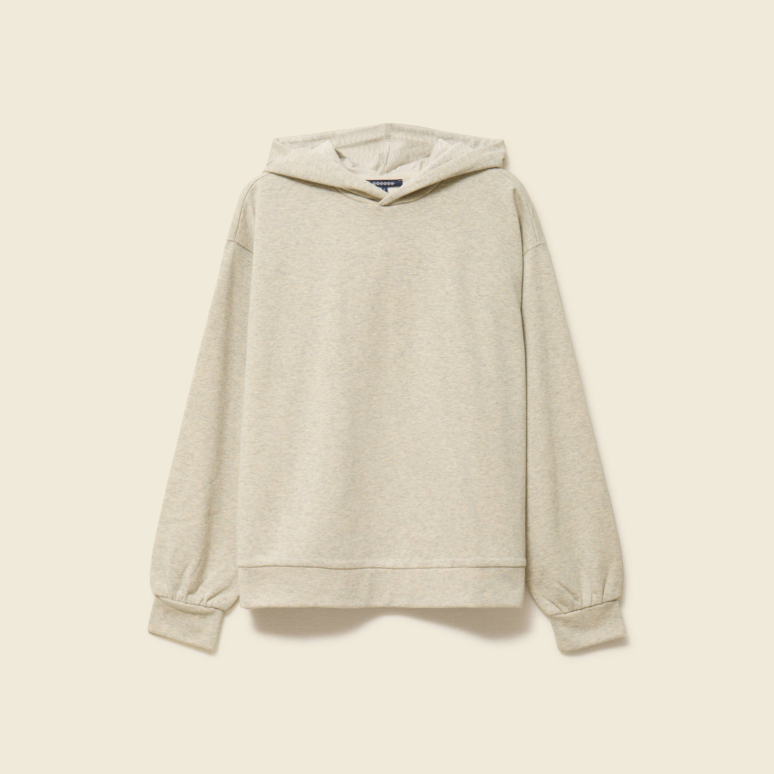 Sweat &agrave; capuche manches longues brillant gris femme