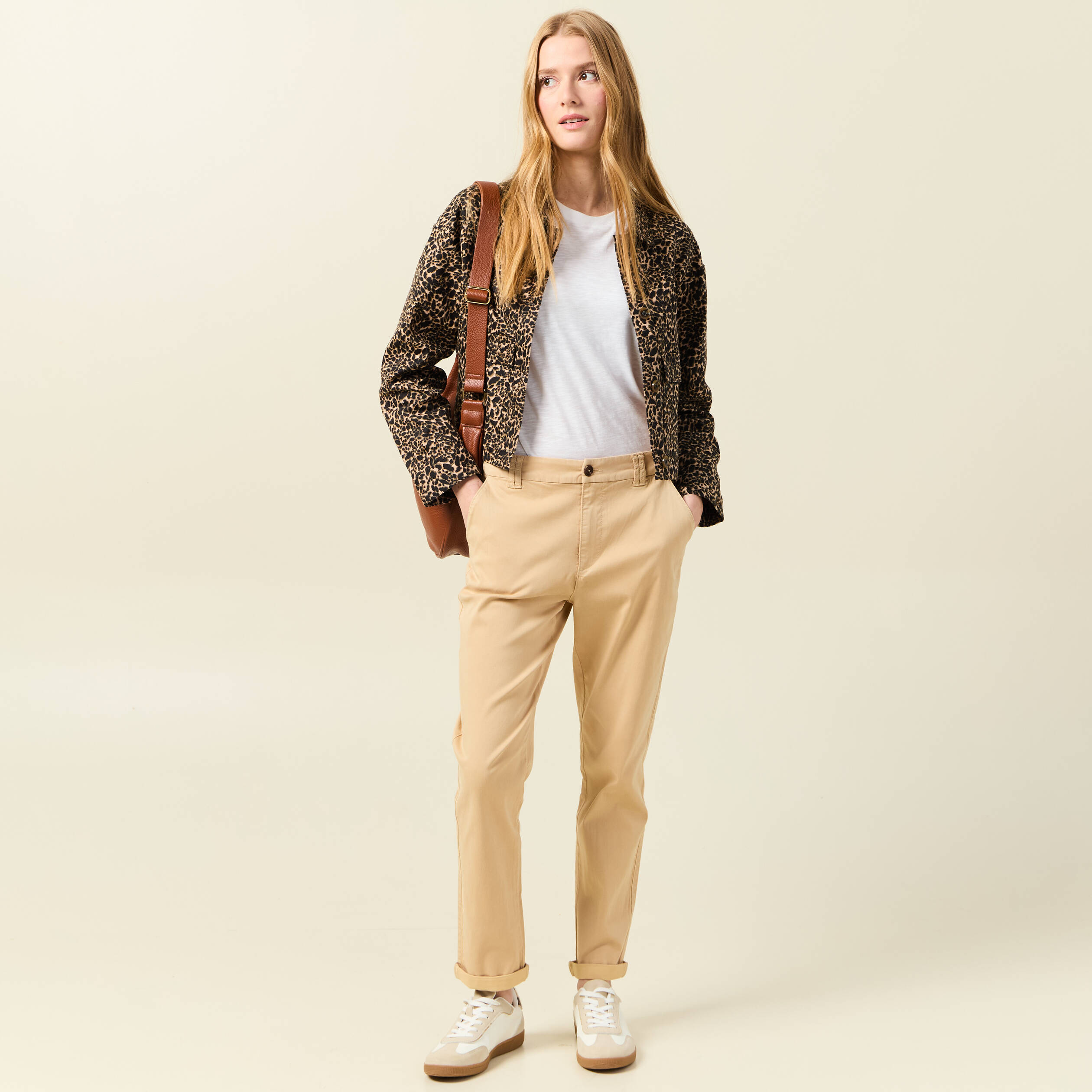 pantalon chino cigarette beige femme Pantalon chino cigarette beige femme