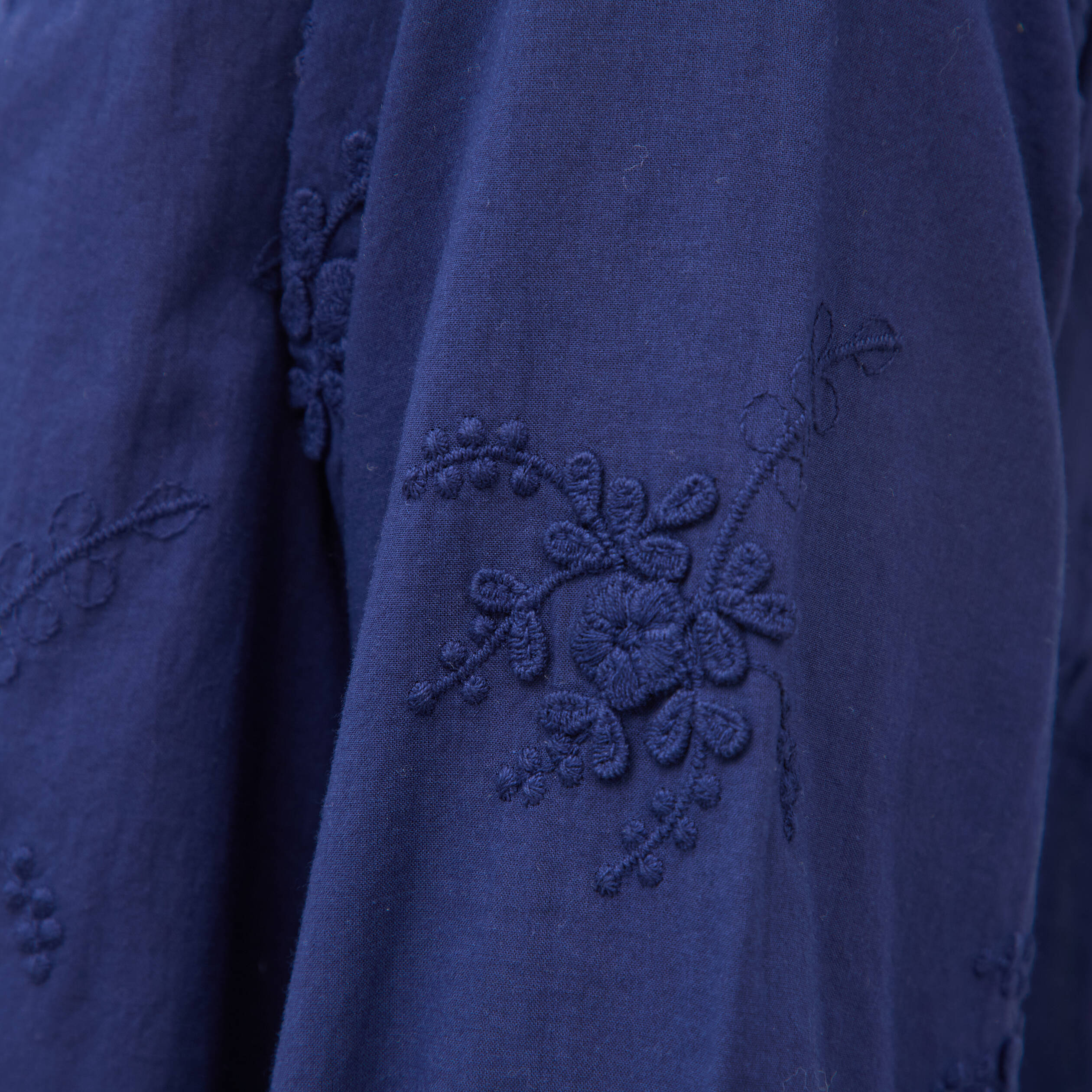 Chemise en coton manches 3/4 bleu marine femme