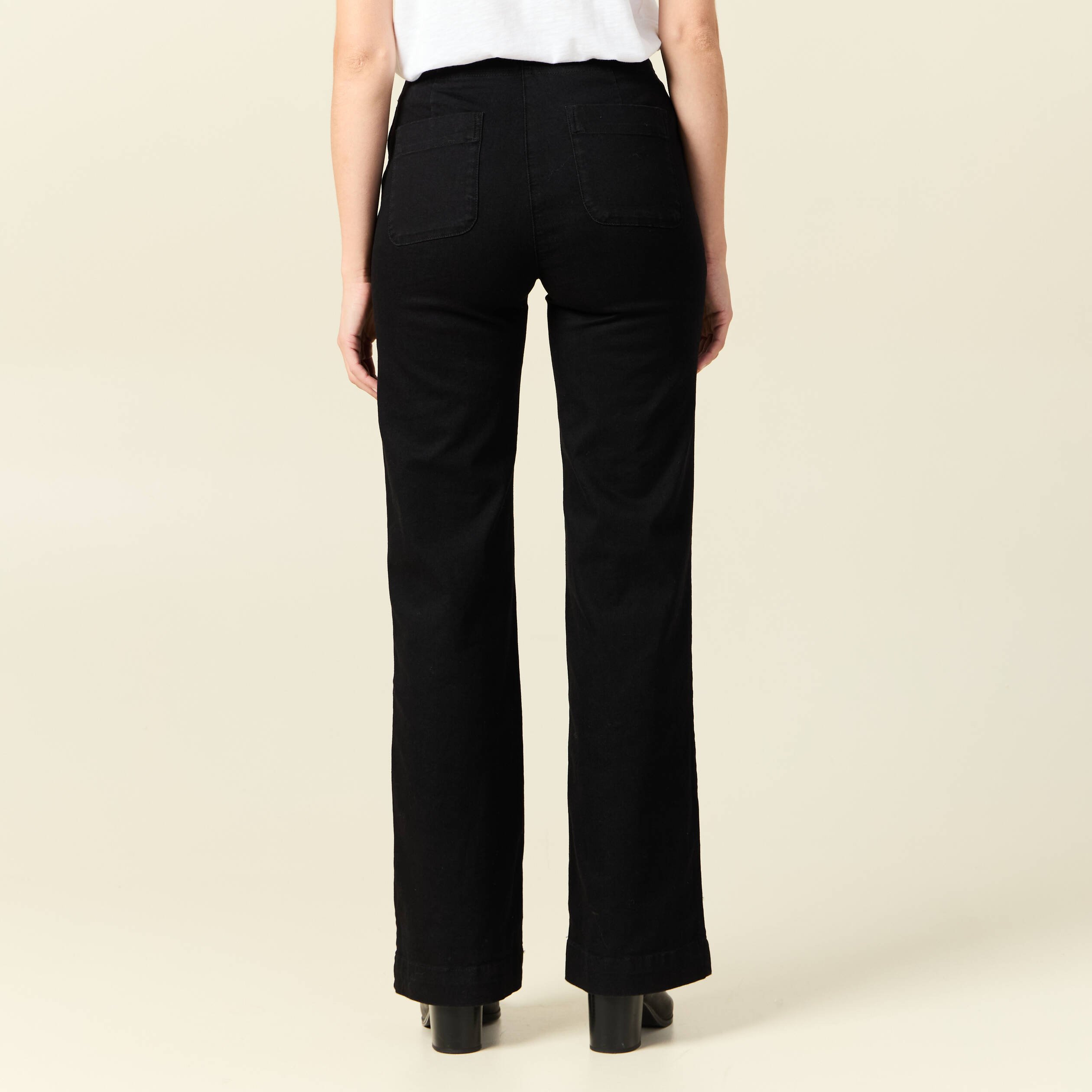 jeans flare a pont denim noir femme Jeans flare à pont denim noir femme
