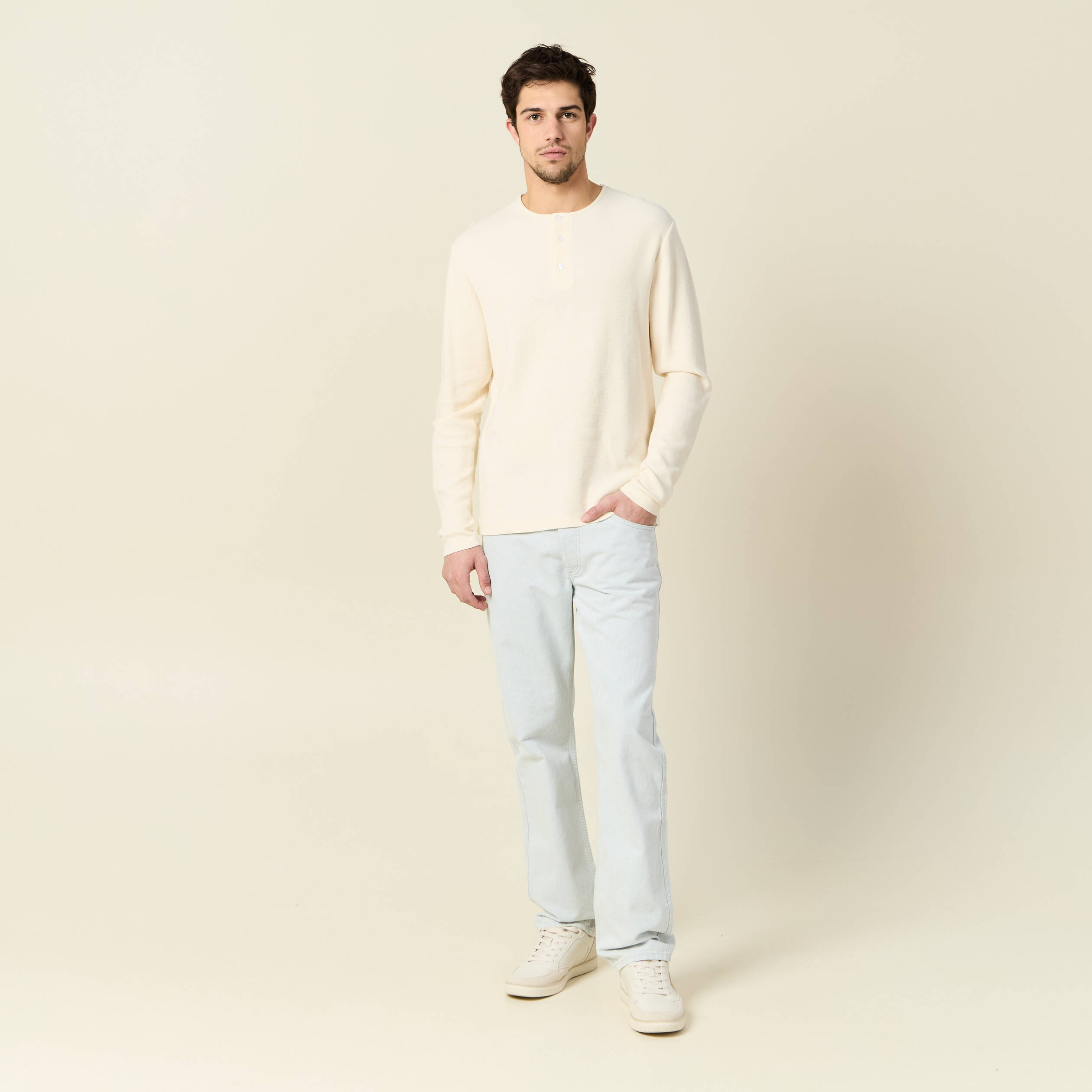 t shirt manches longues ecru homme T-shirt manches longues ecru homme