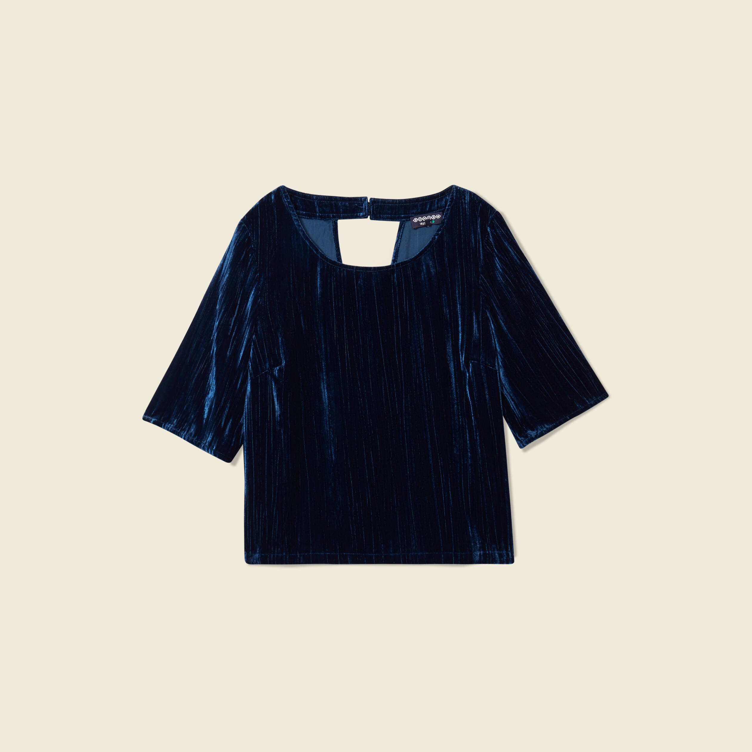 Blouse velours éco-responsable bleu canard femme