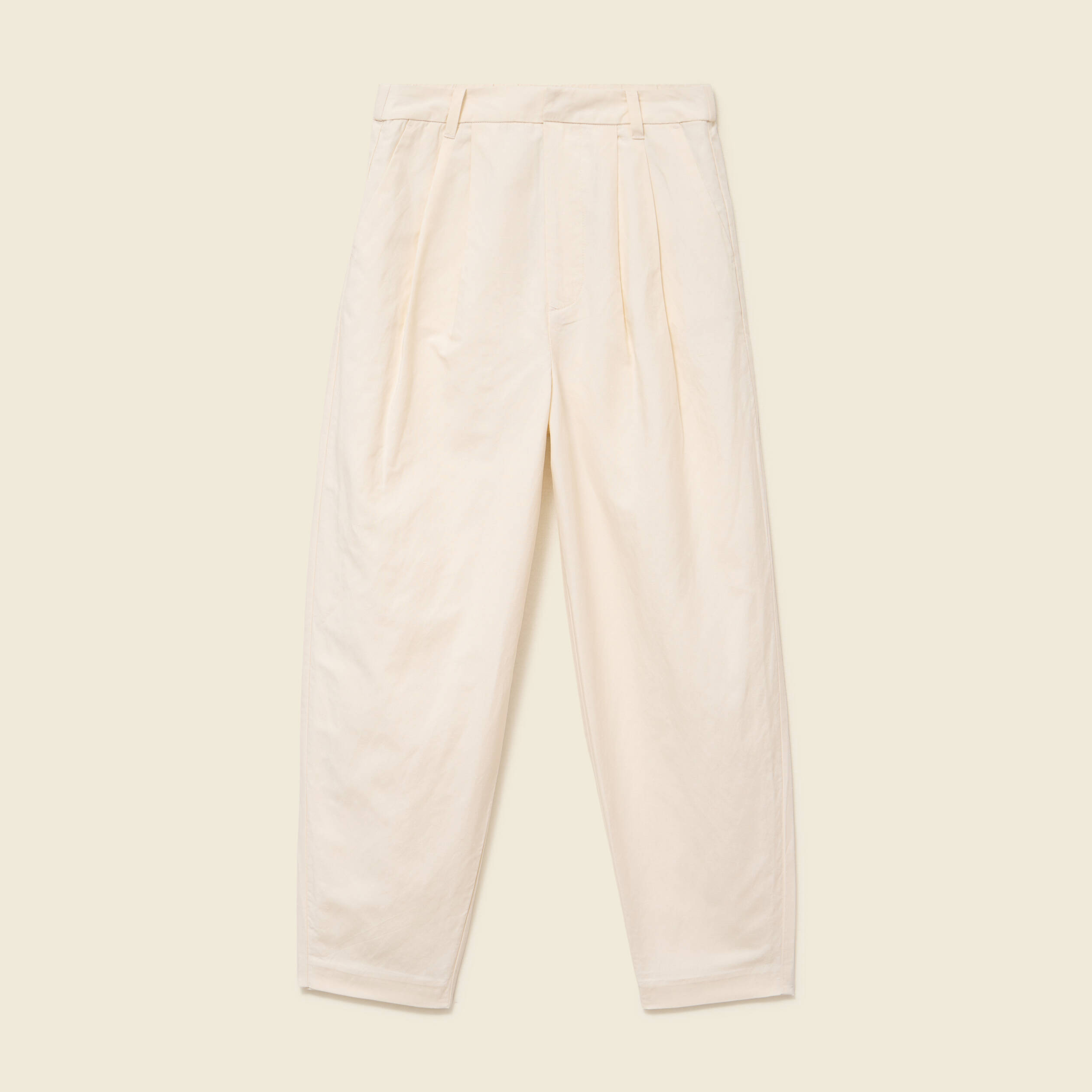 Pantalon barrel coupe loose taille haute ecru femme