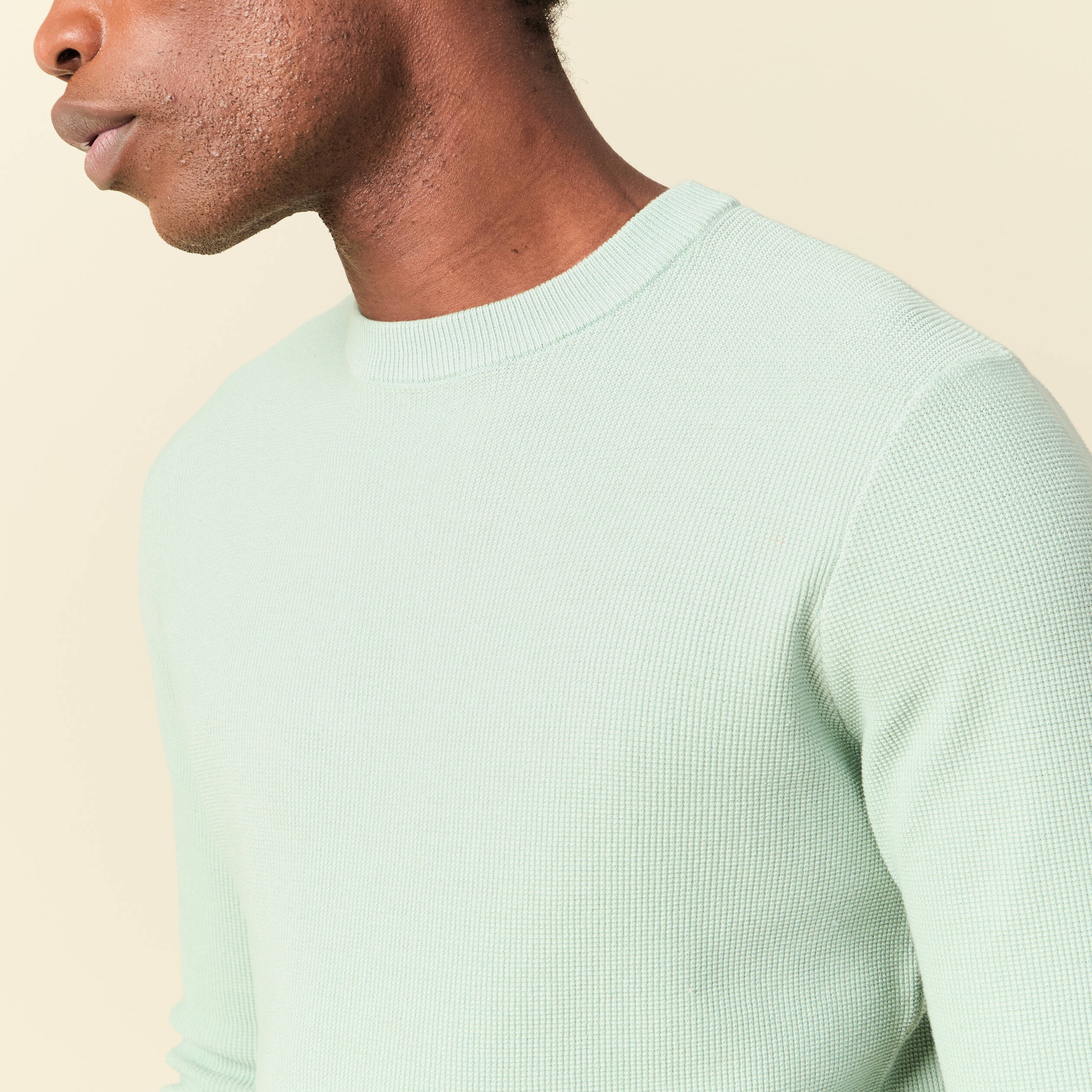 Pull fin col rond manches longues bleu gris homme