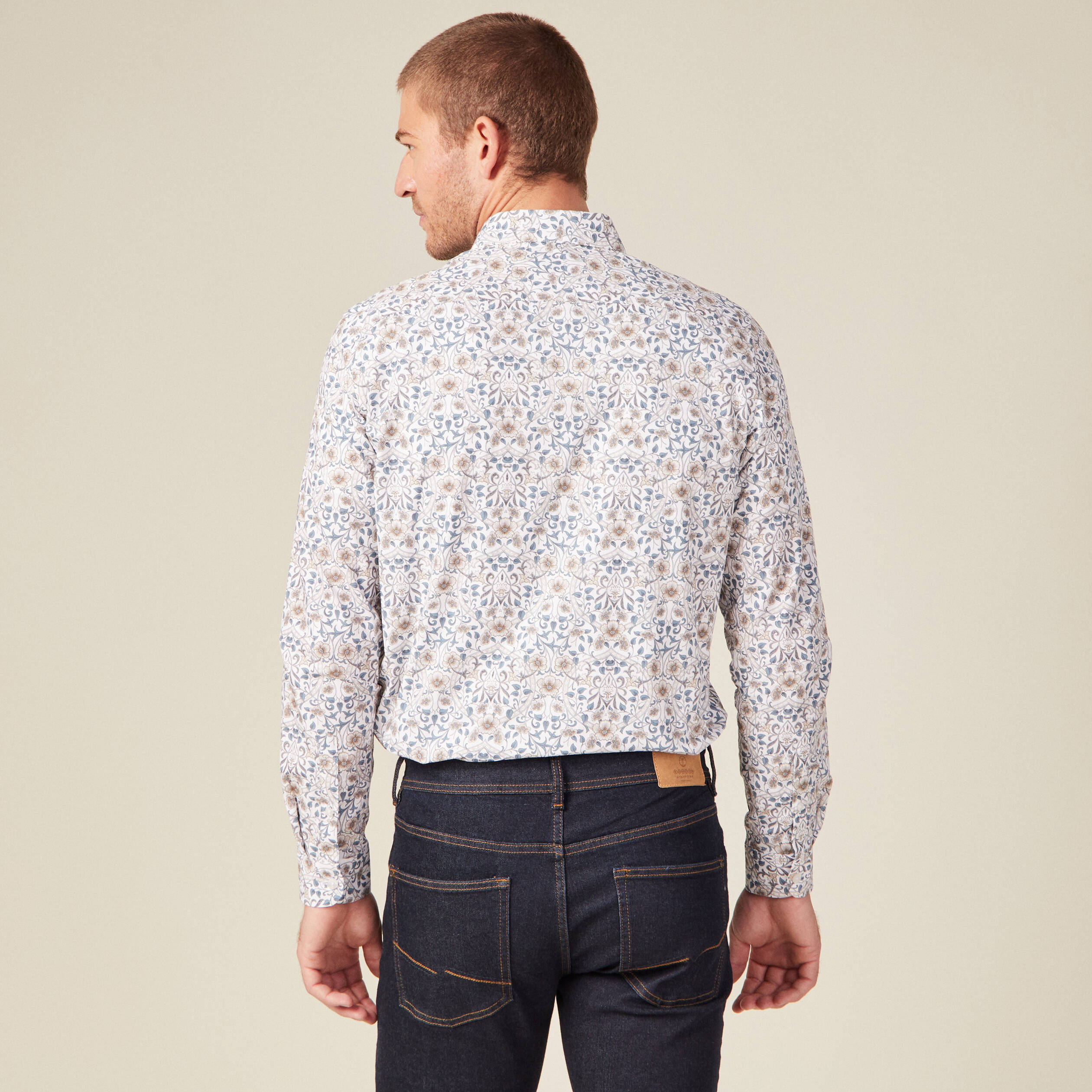 Chemise &agrave; manches longues blanc homme