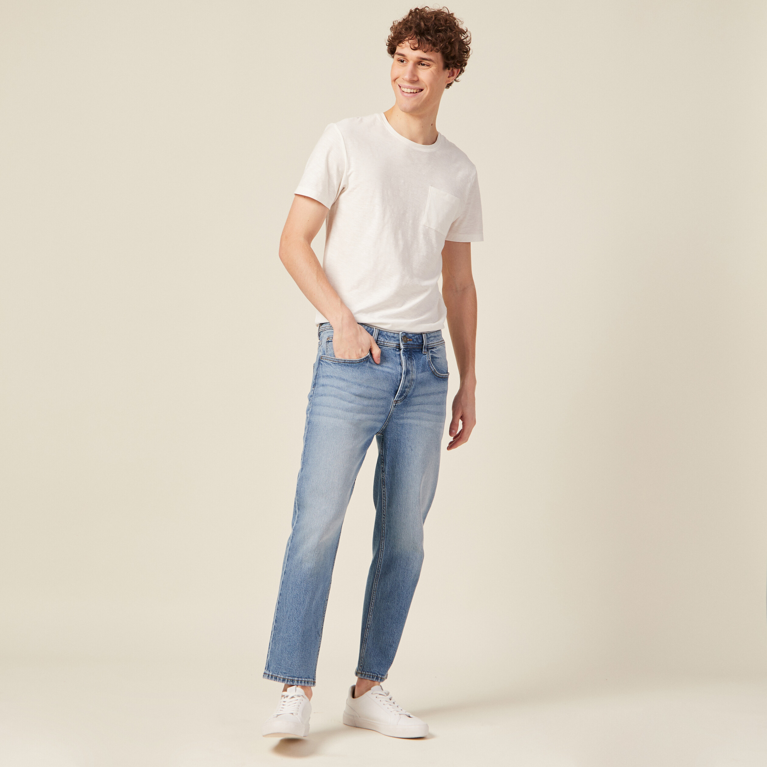 jeans straight tapered denim stone homme Jeans straight tapered denim stone homme