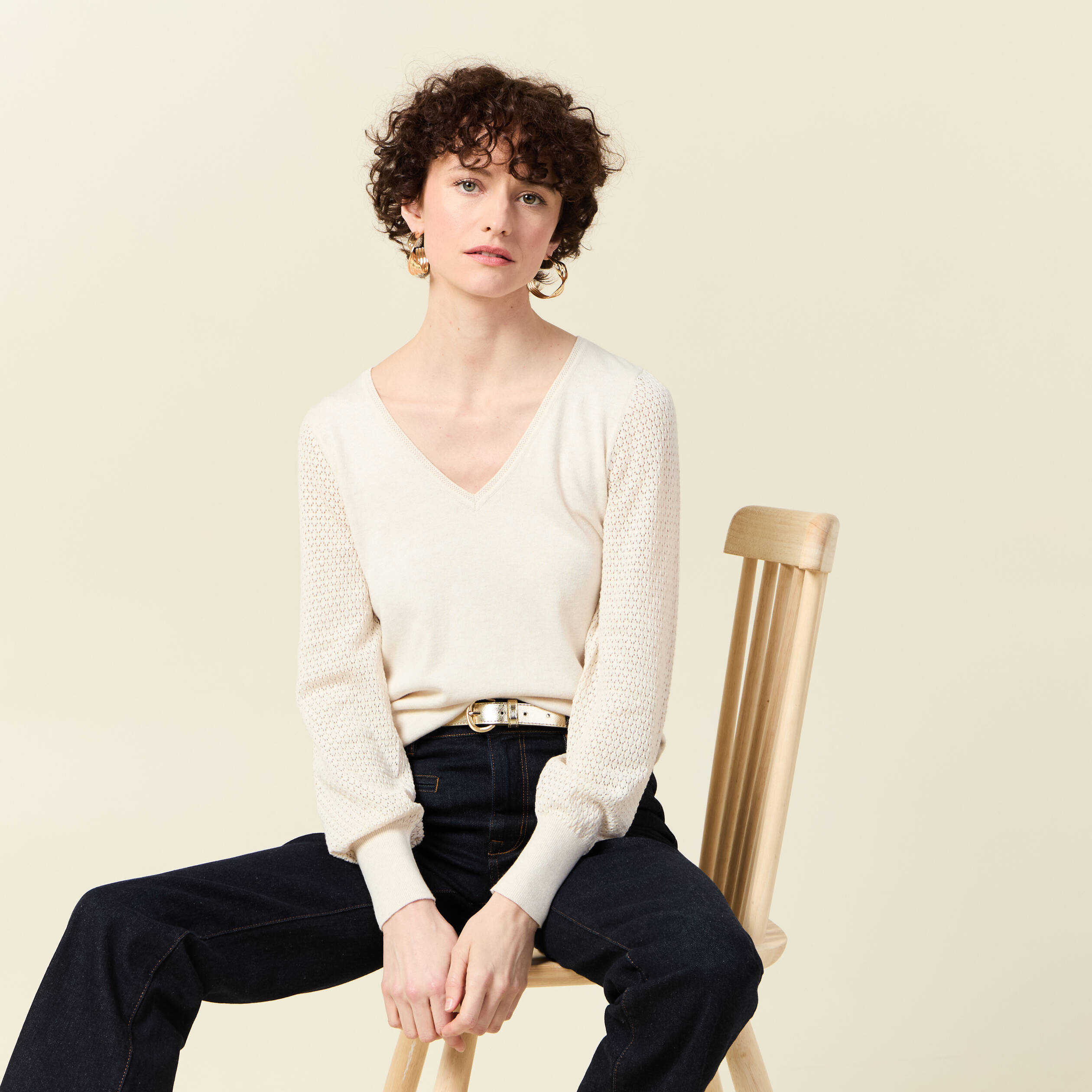pull manches longues creme femme Pull manches longues creme femme