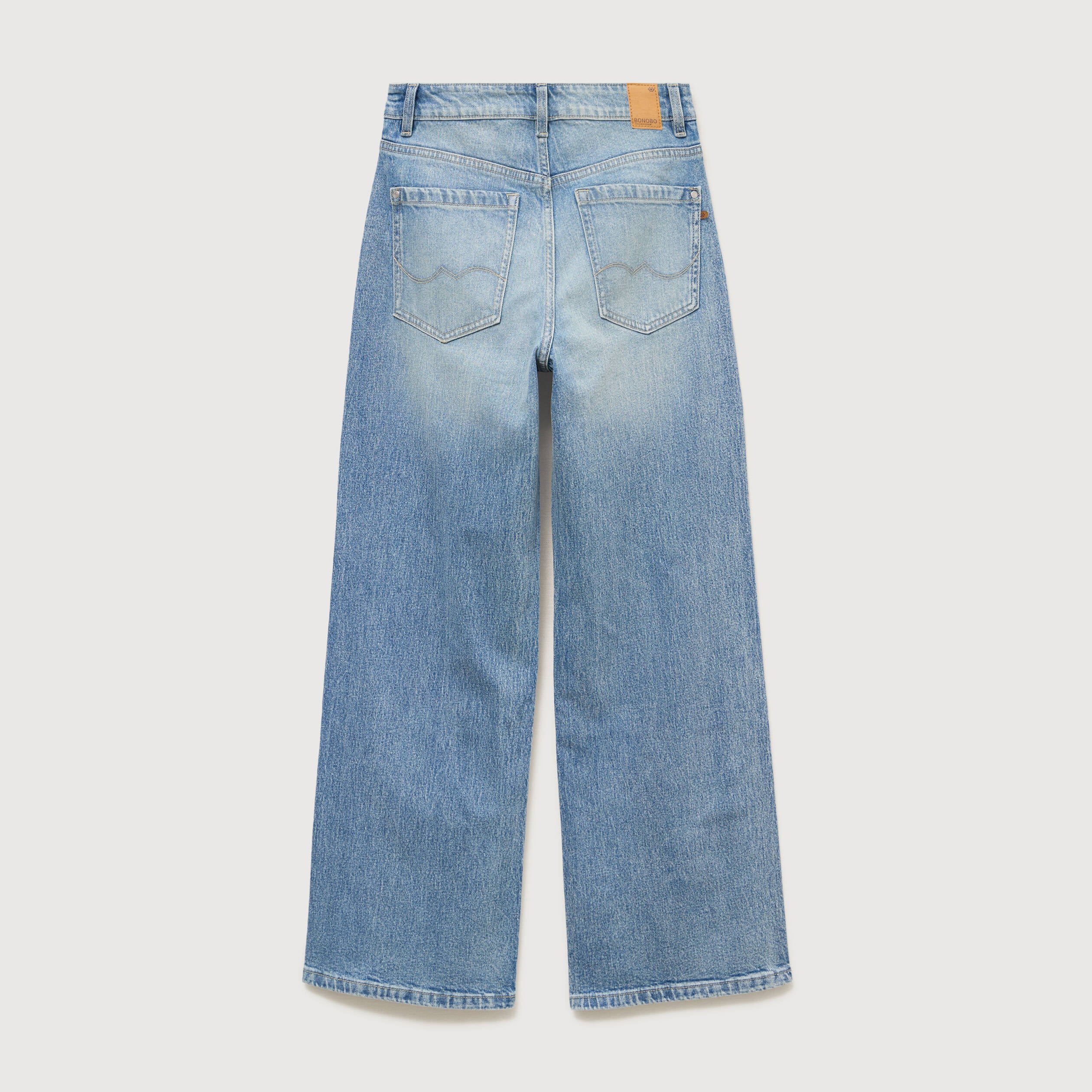 Jeans large taille haute bleu femme
