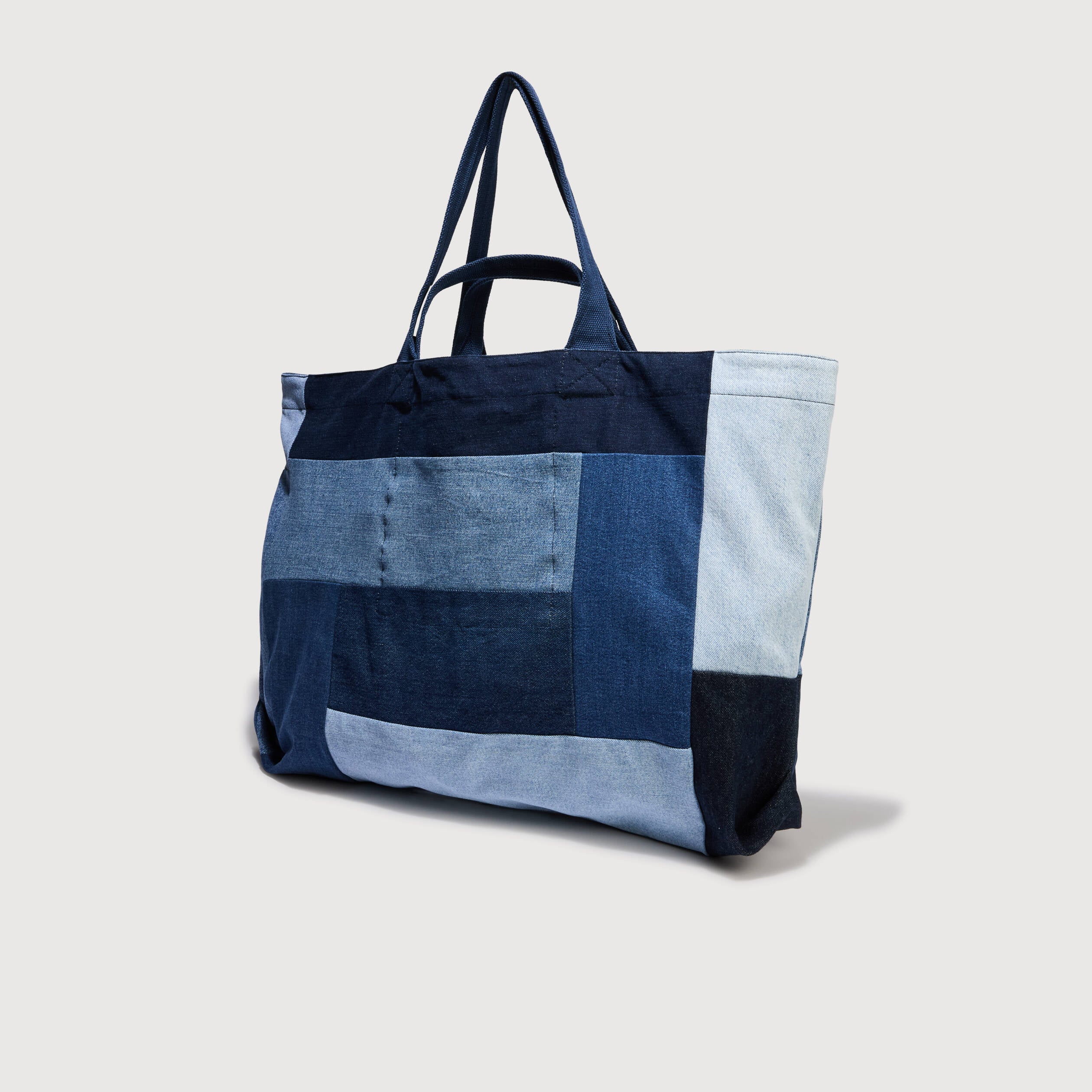 Sac cabas bandouli&egrave;re en coton jeans denim brut femme