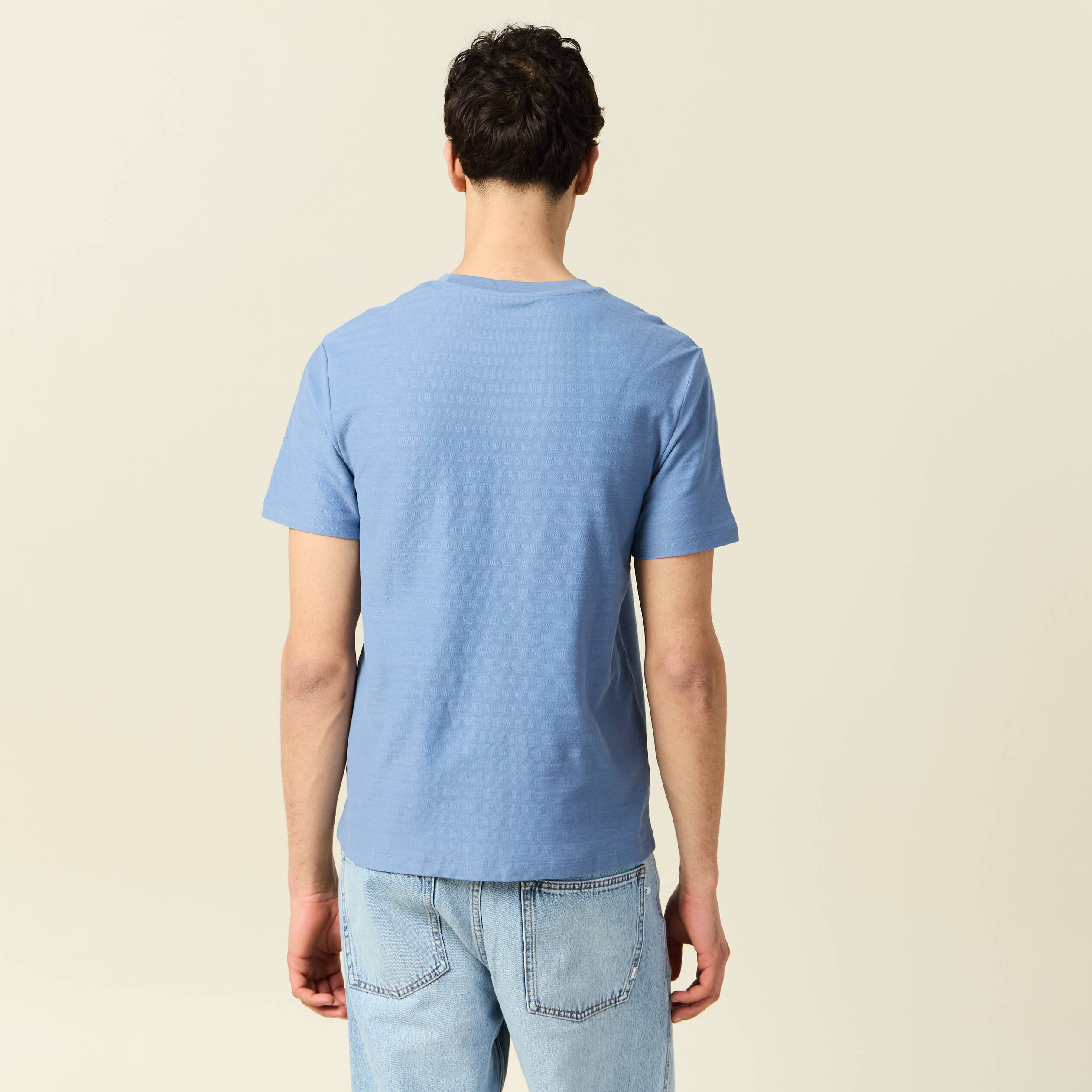 t shirt manches courtes bleu gris homme T-shirt manches courtes bleu gris homme