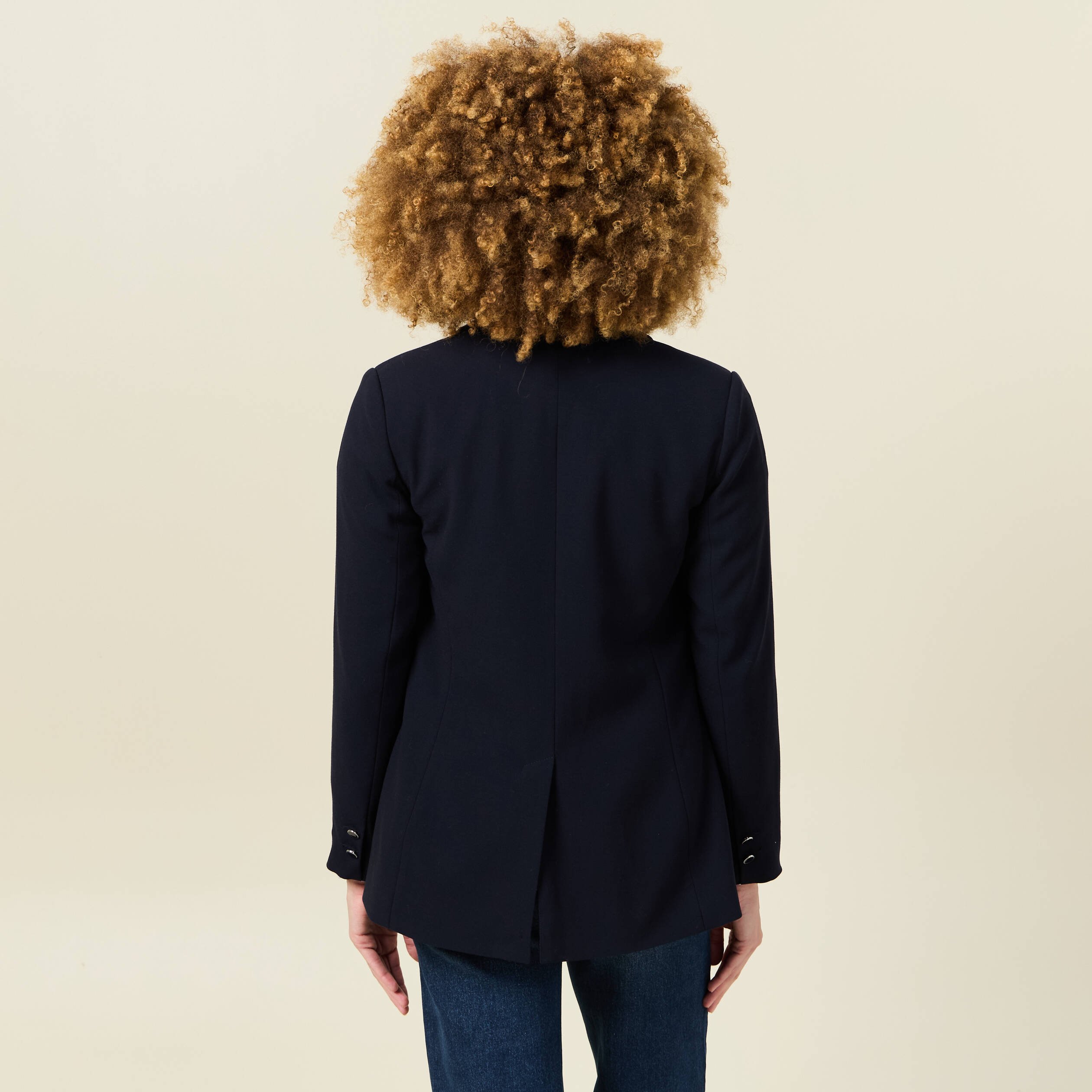 veste blazer col chale bleu marine femme Veste blazer col châle bleu marine femme