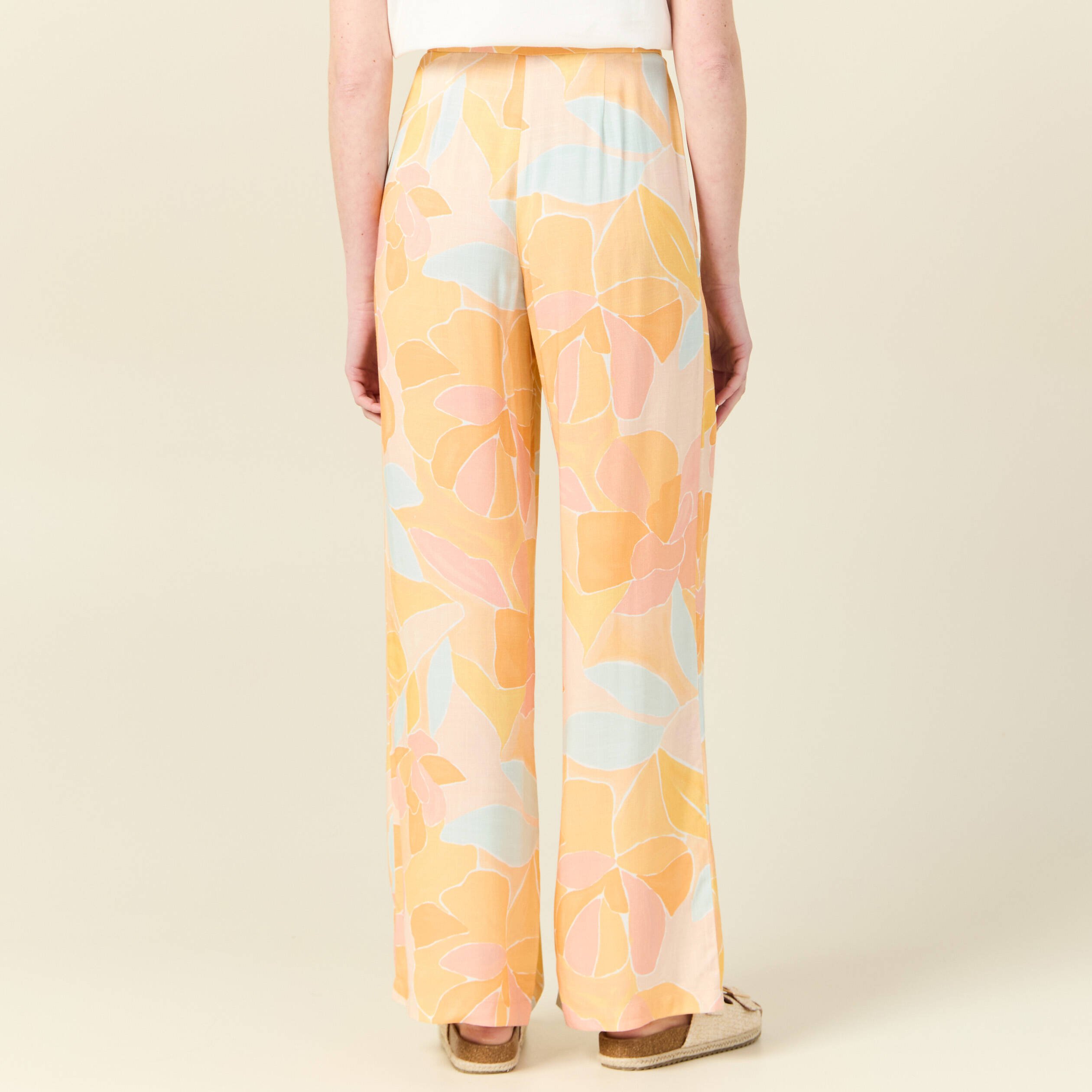pantalon large fluide orange clair femme Pantalon large fluide orange clair femme