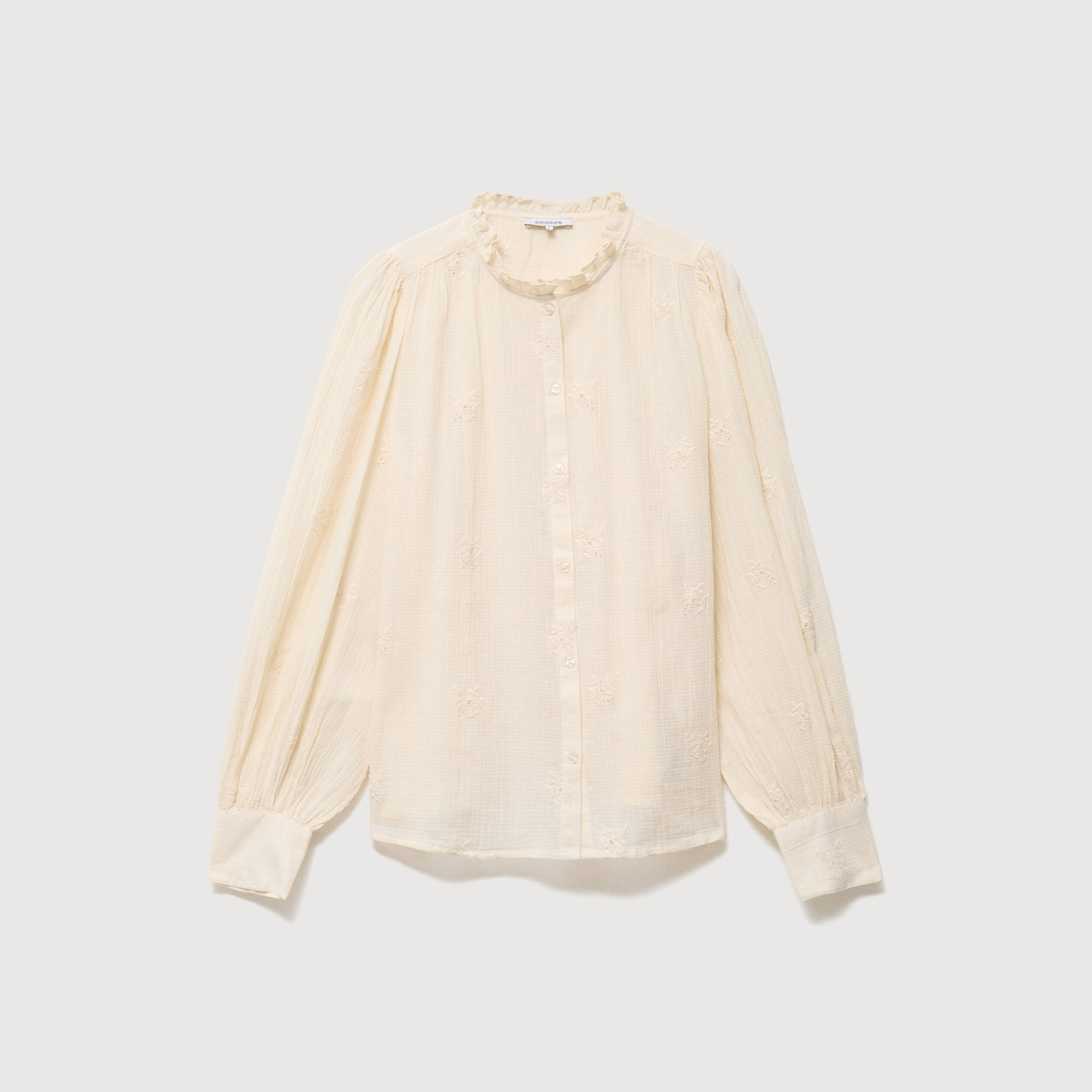 Chemise manches longues en coton creme femme