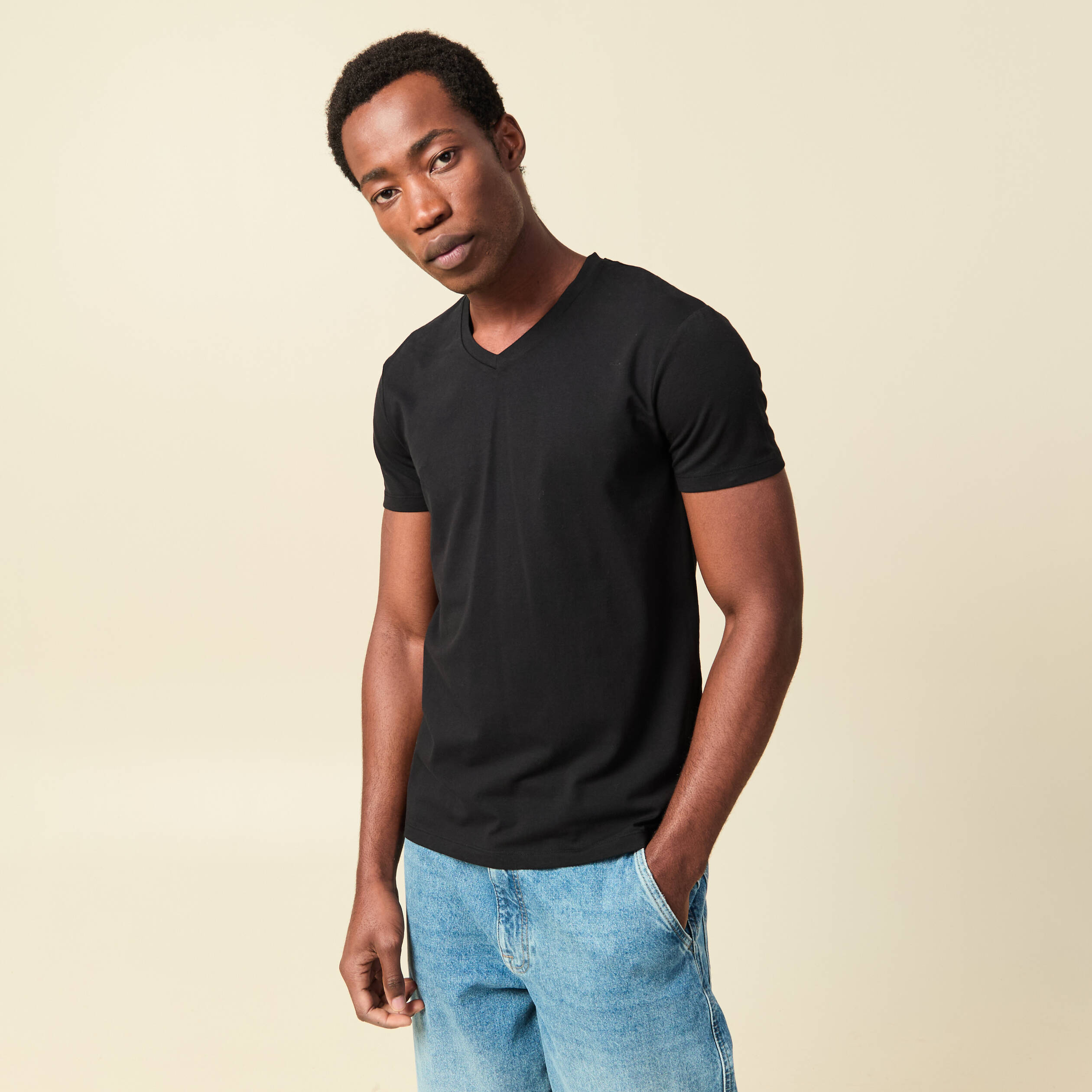 Lot de t-shirts col v manches courtes blanc homme