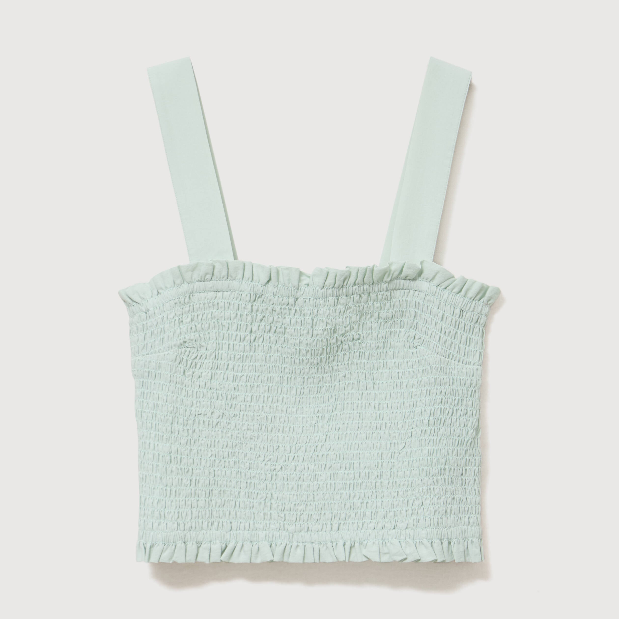 Top cintr&eacute; court &agrave; bretelles col carr&eacute; vert pastel femme