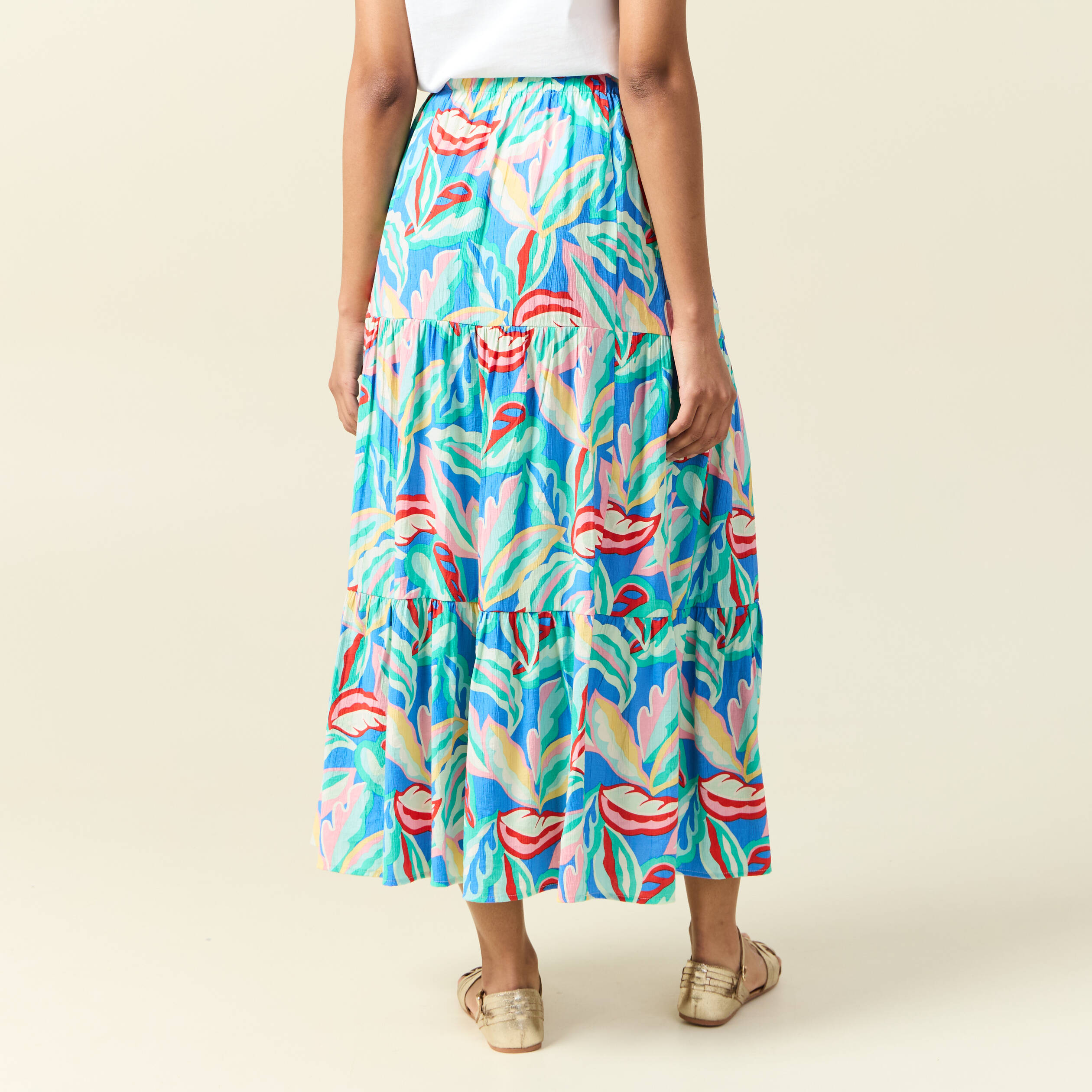 jupe longue evasee multicolore femme Jupe longue évasée multicolore femme