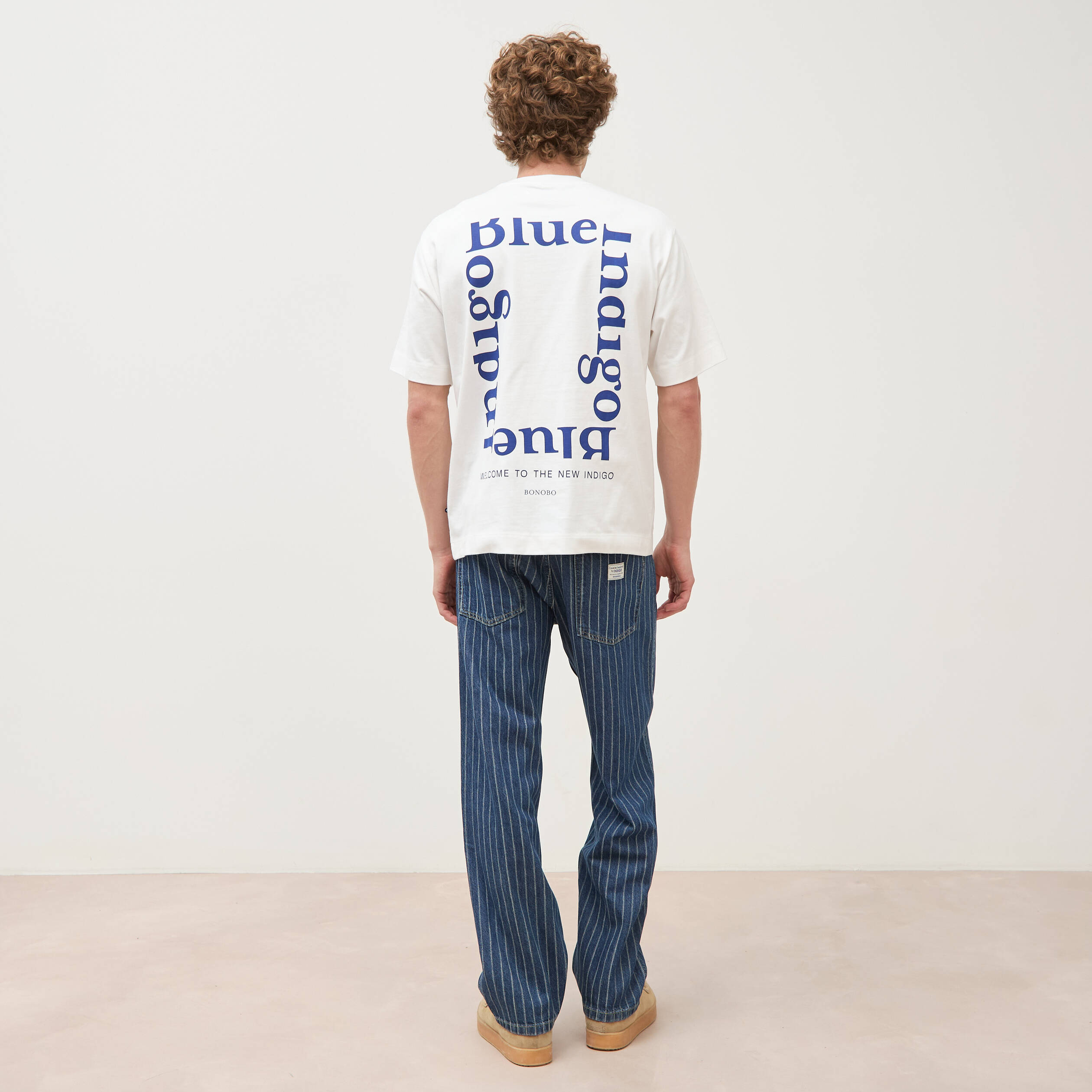 T-shirt ample col rond manches courtes ecru homme