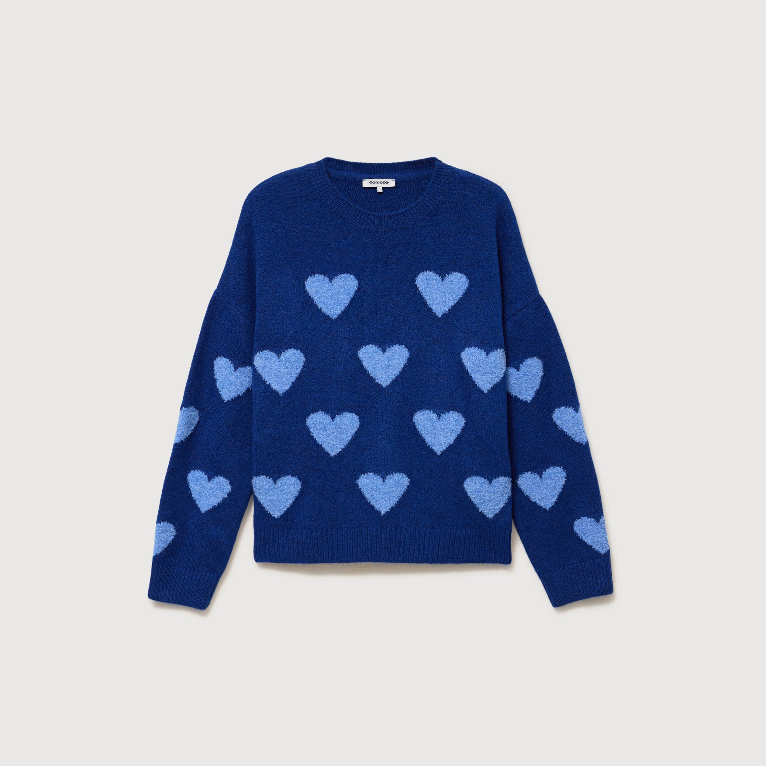 Pull manches longues bouclette col rond bleu electrique femme