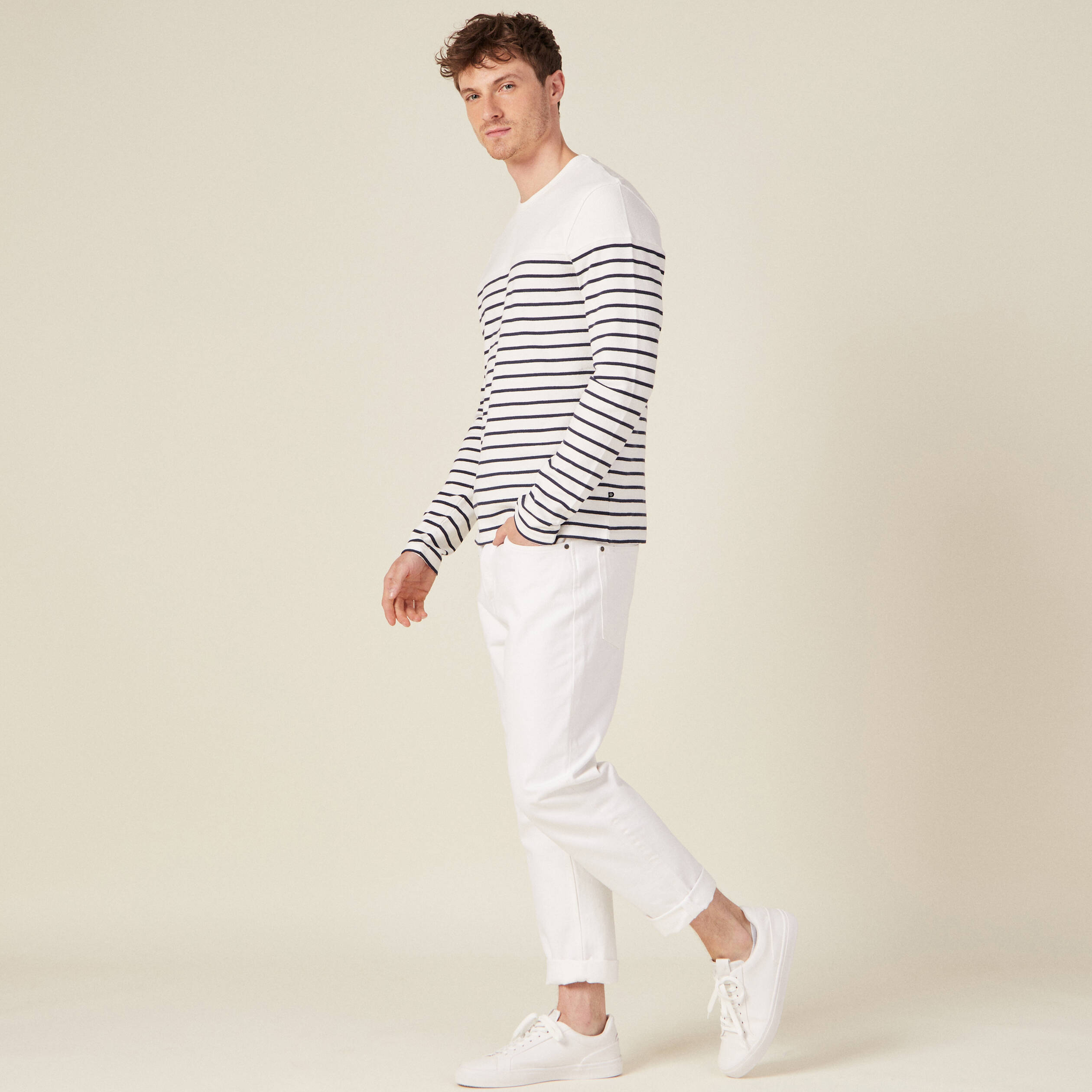 t shirt manches longues ecru homme T-shirt manches longues ecru homme
