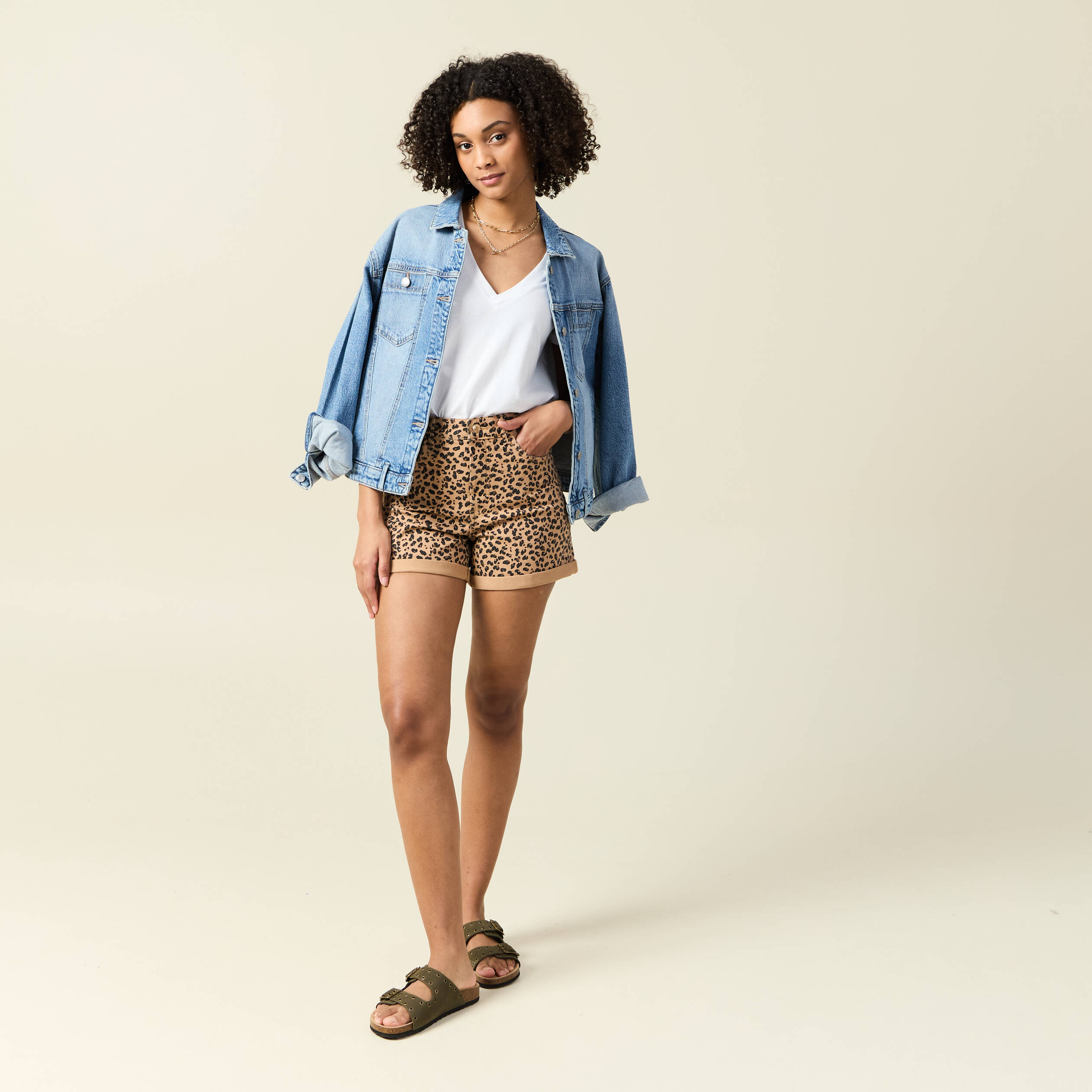 short mom taille haute camel femme Short mom taille haute camel femme
