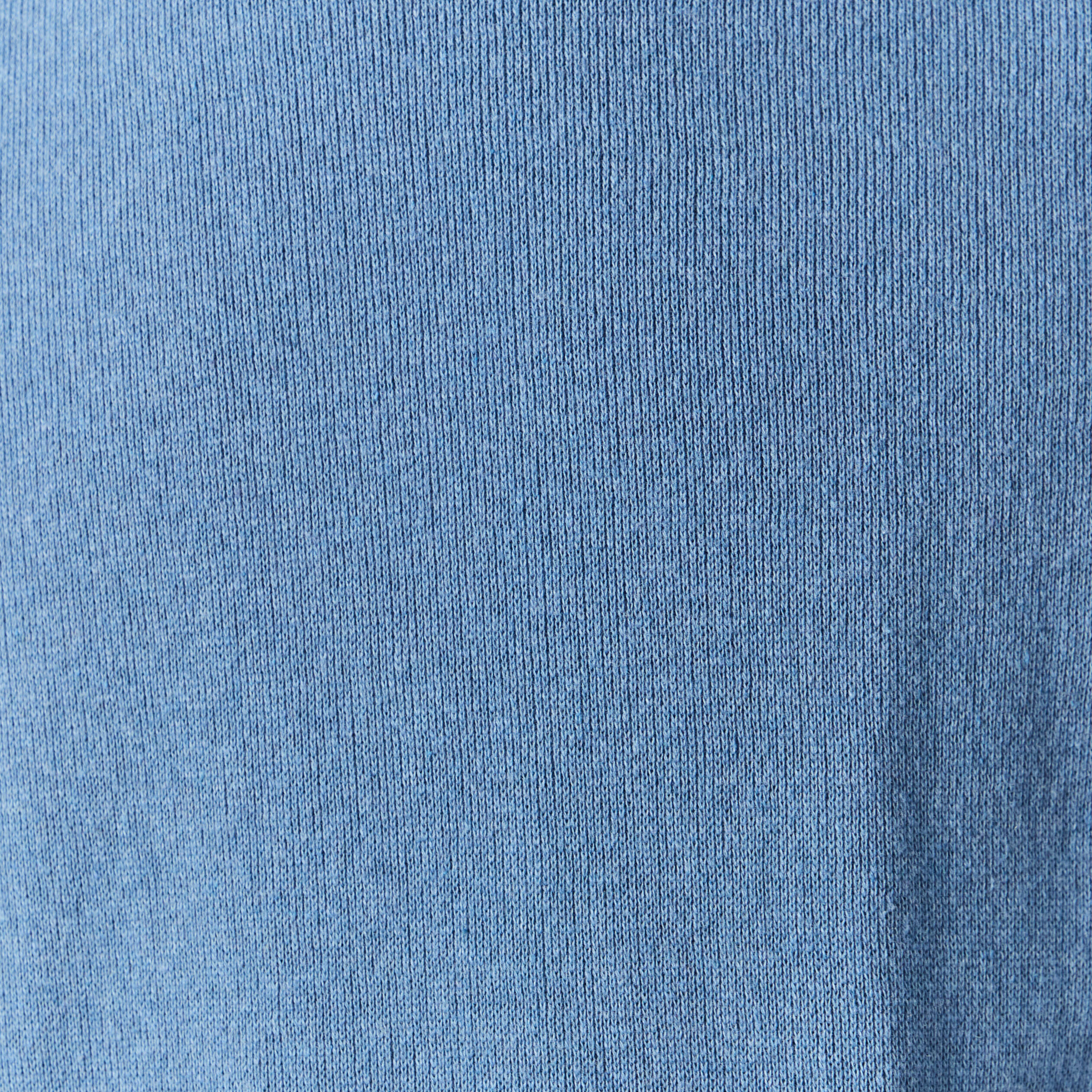 Pull fin col rond manches longues bleu fonc&eacute; homme