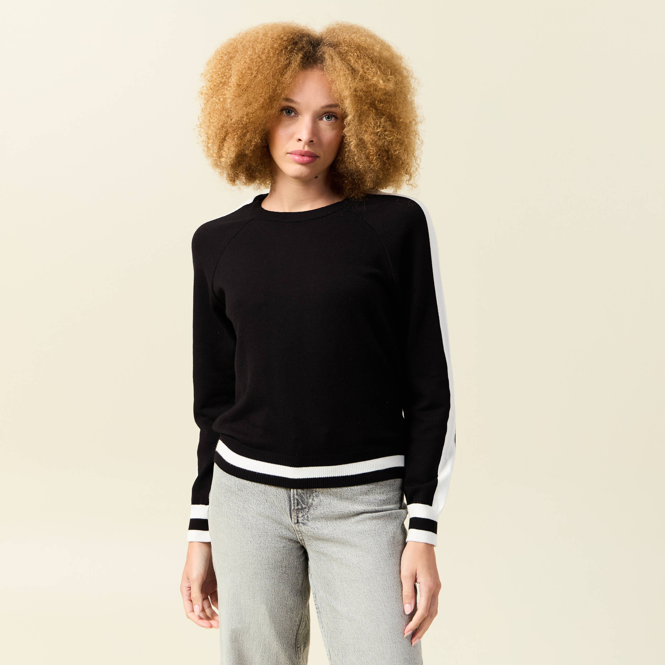 pull col rond manches longues noir femme Pull col rond manches longues noir femme