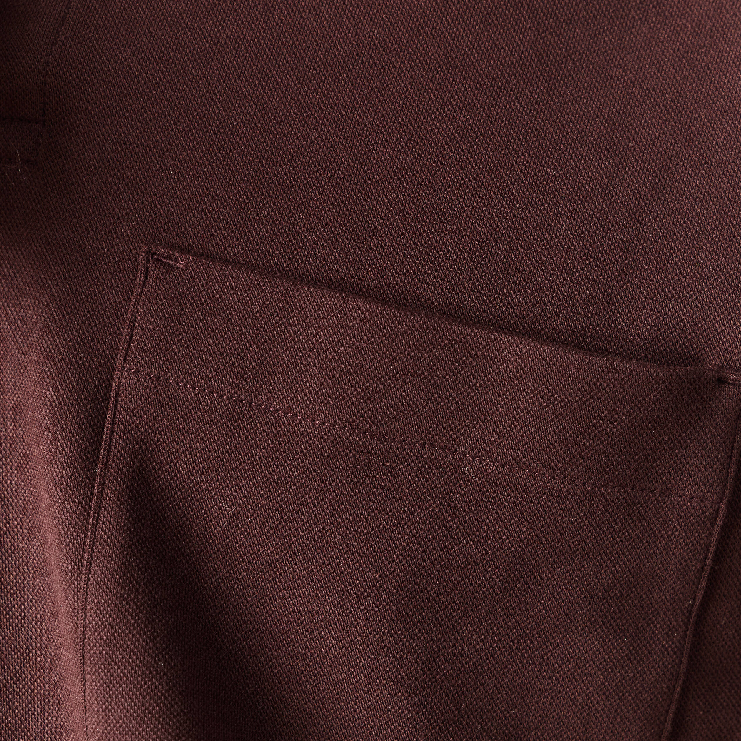 Polo ample manches longues col polo marron fonc&eacute; homme