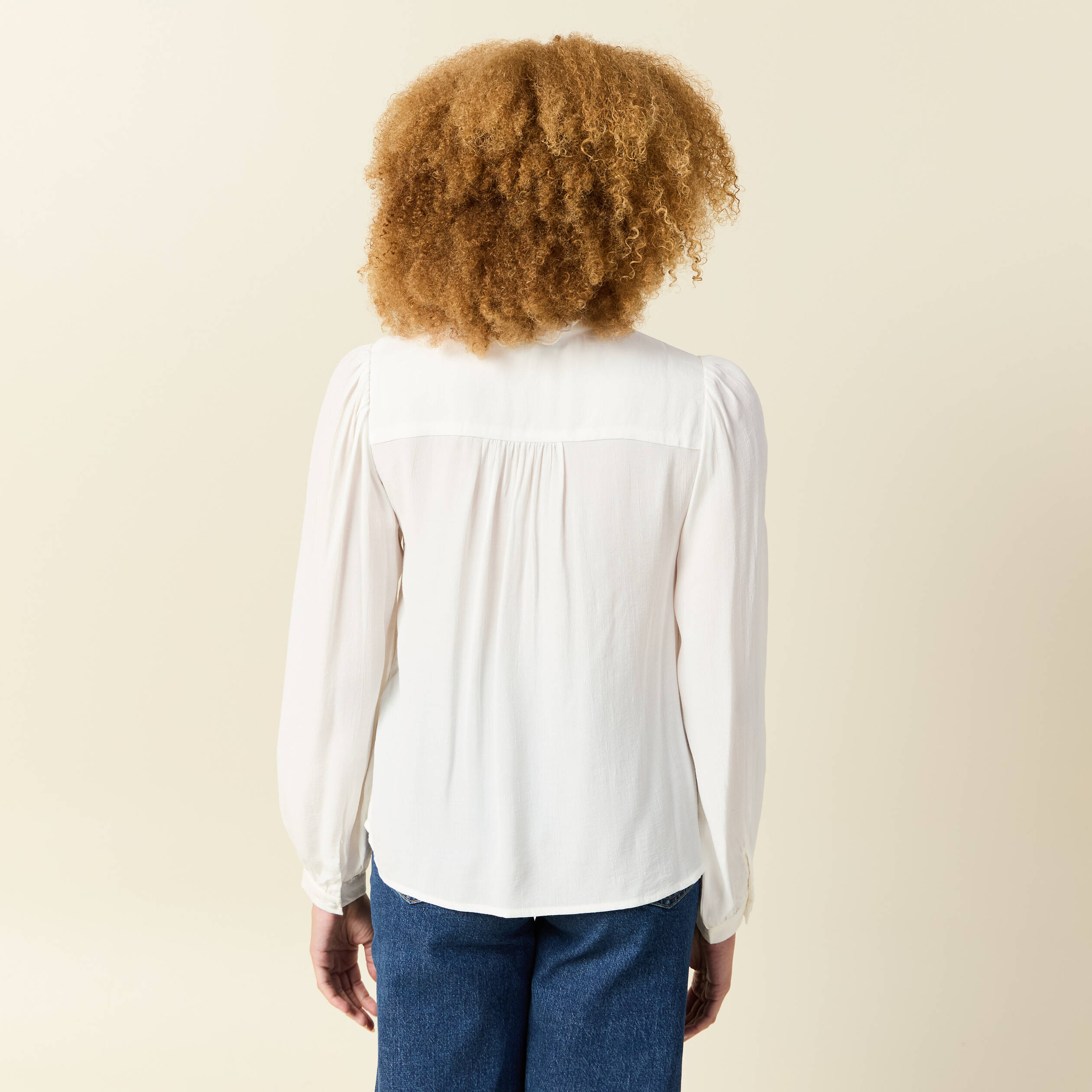 Chemise manches longues fluide ecru femme