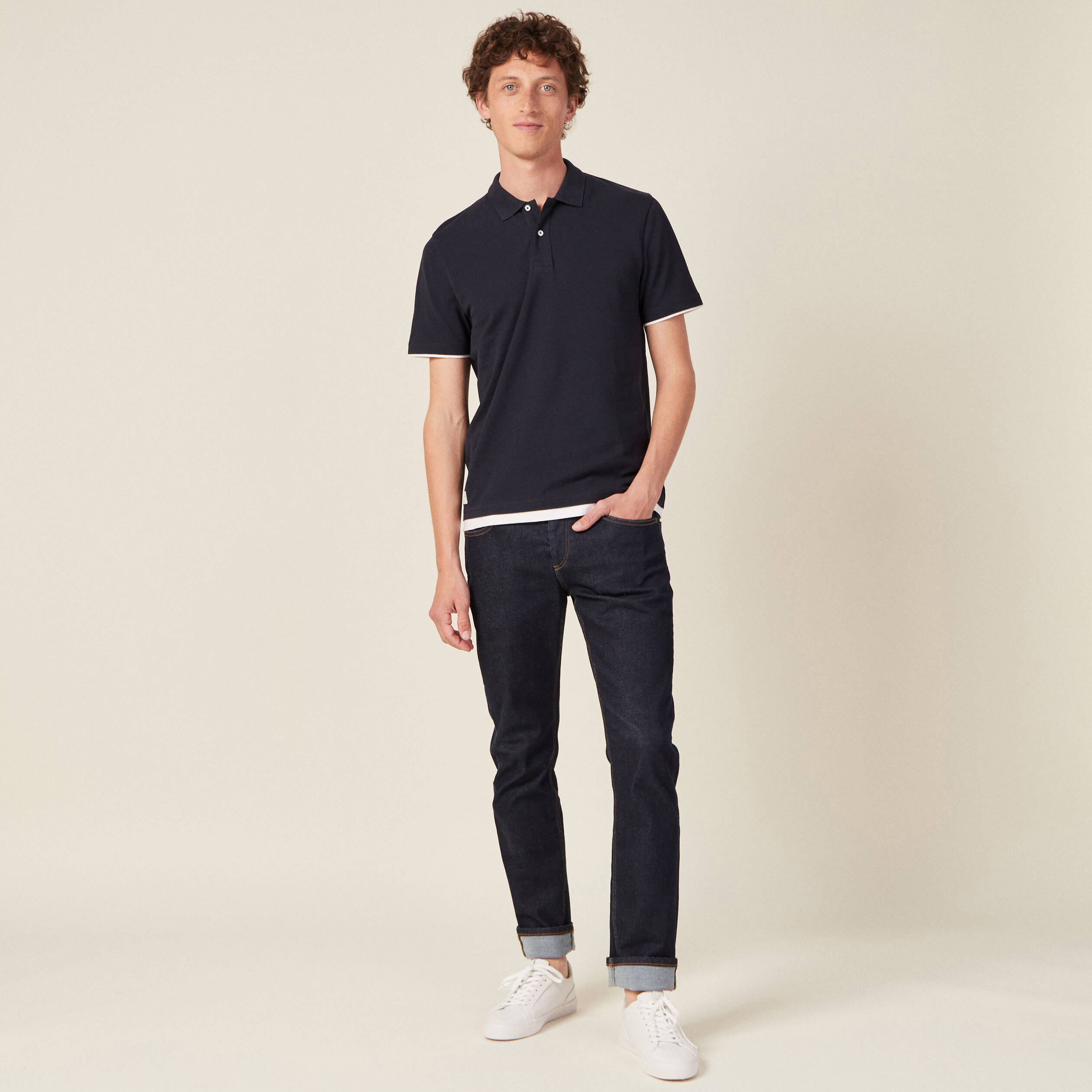 Polo manches courtes bleu marine homme