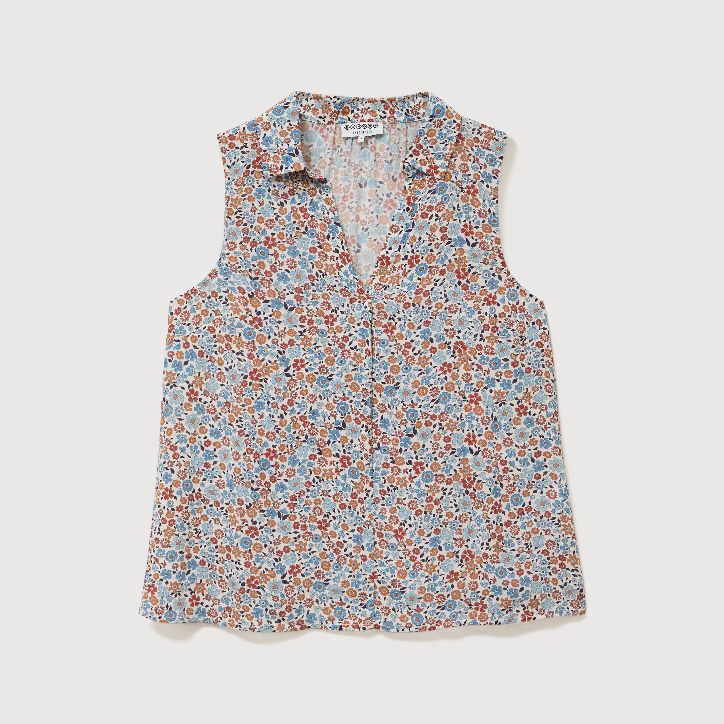 Blouse sans manches bleu gris femme
