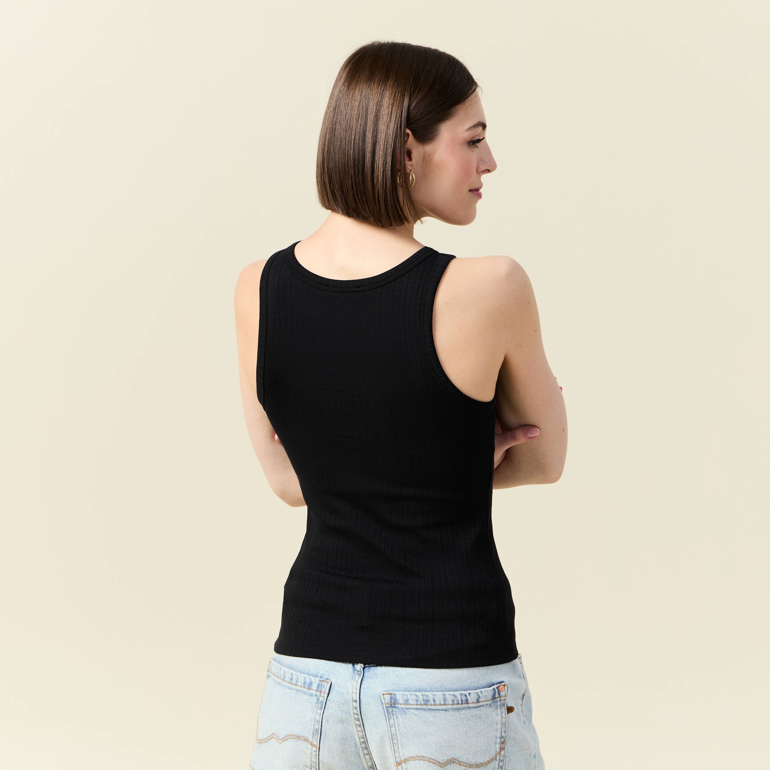 debardeur 2 en 1 avec brassiere integree noir femme Débardeur 2 en 1 avec brassière intégrée noir femme
