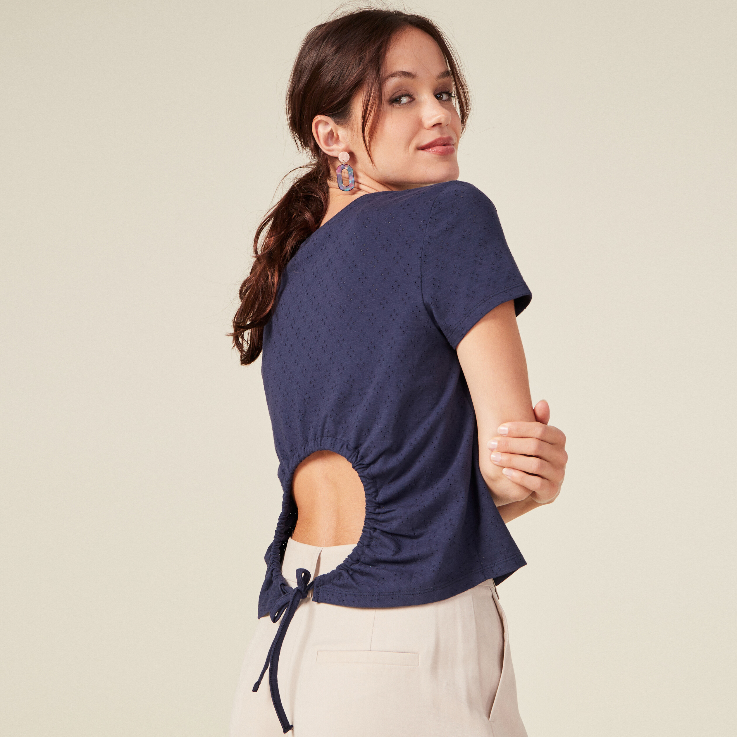 t shirt manches courtes bleu marine femme T-shirt manches courtes bleu marine femme