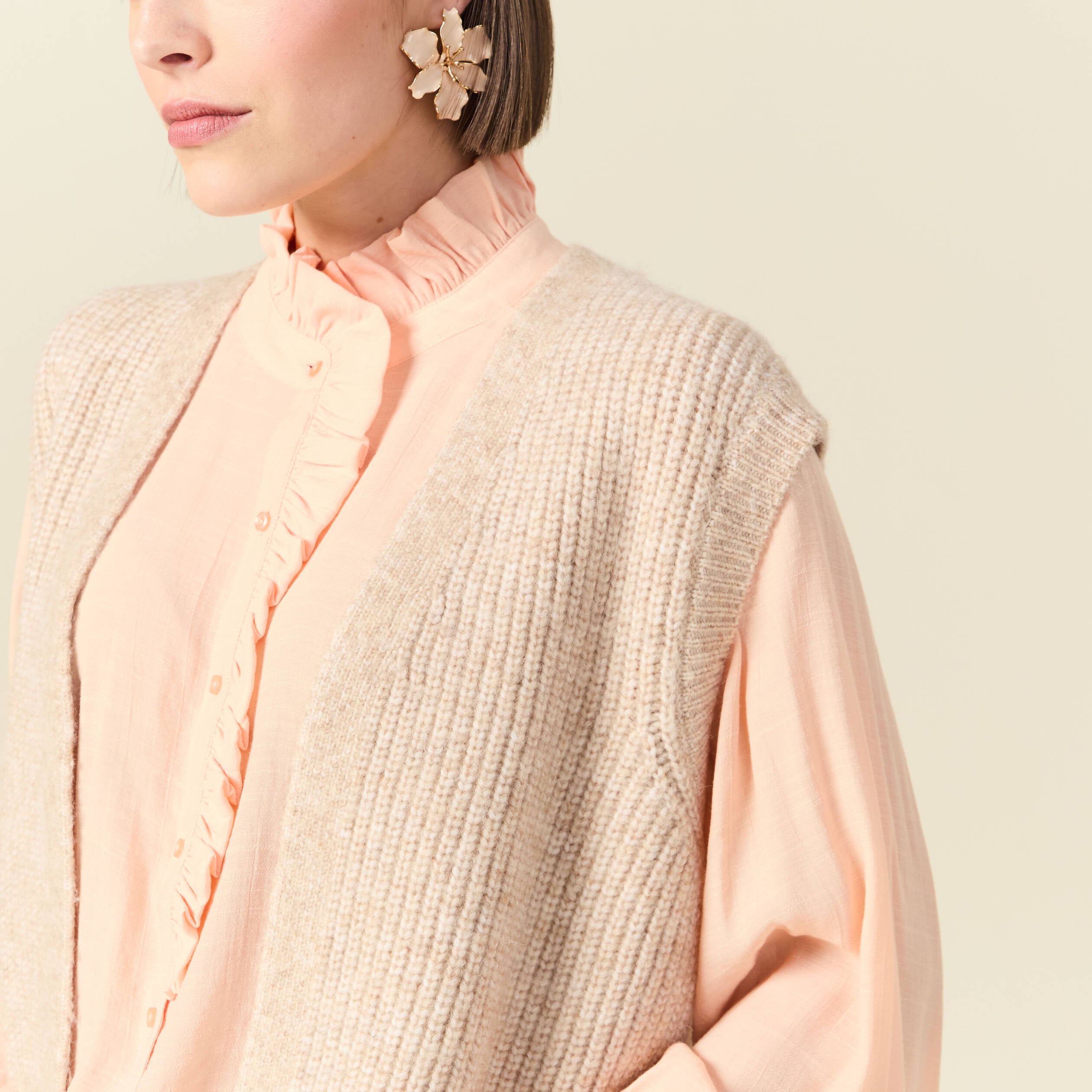 Gilet sans manches creme femme