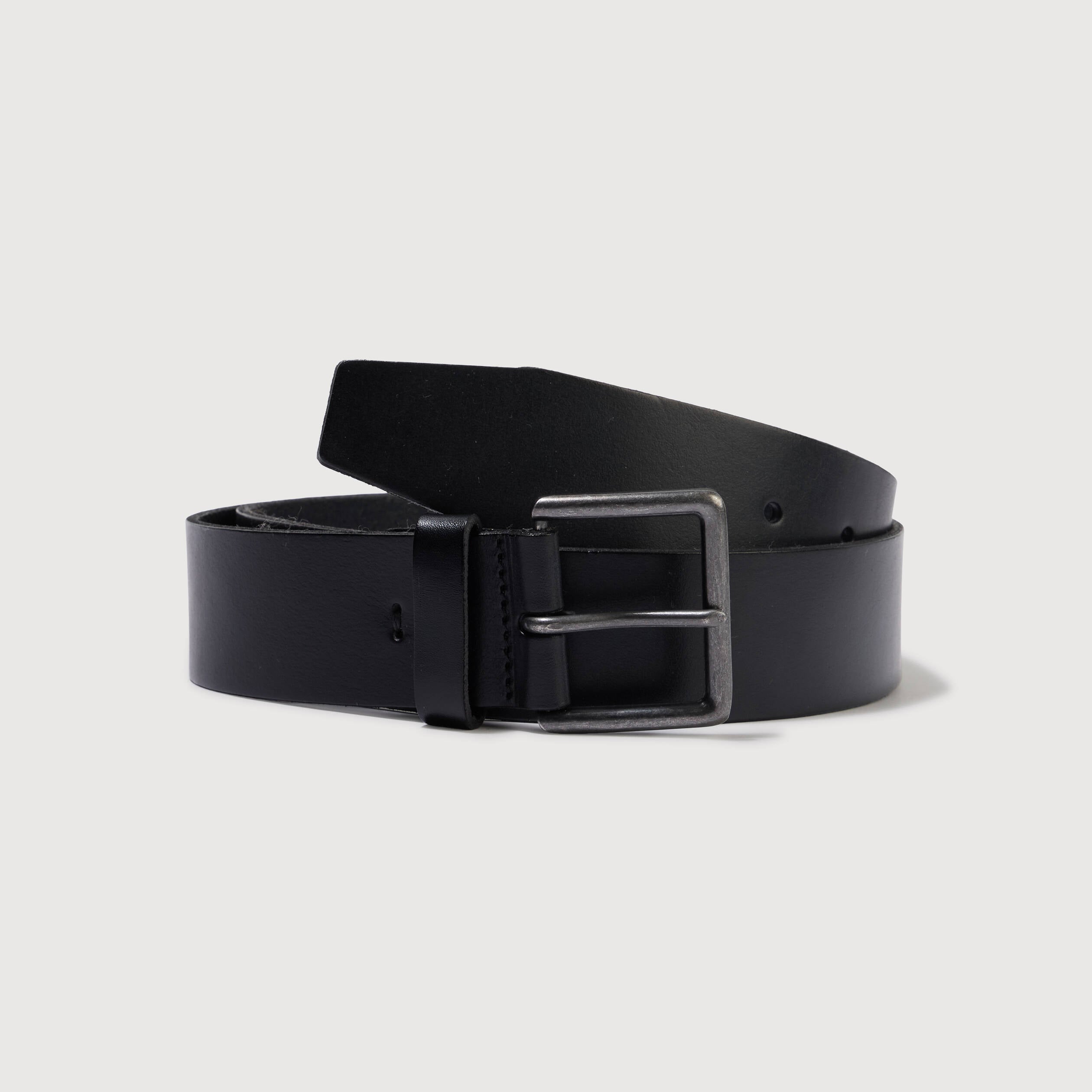 Ceinture large en cuir noir homme