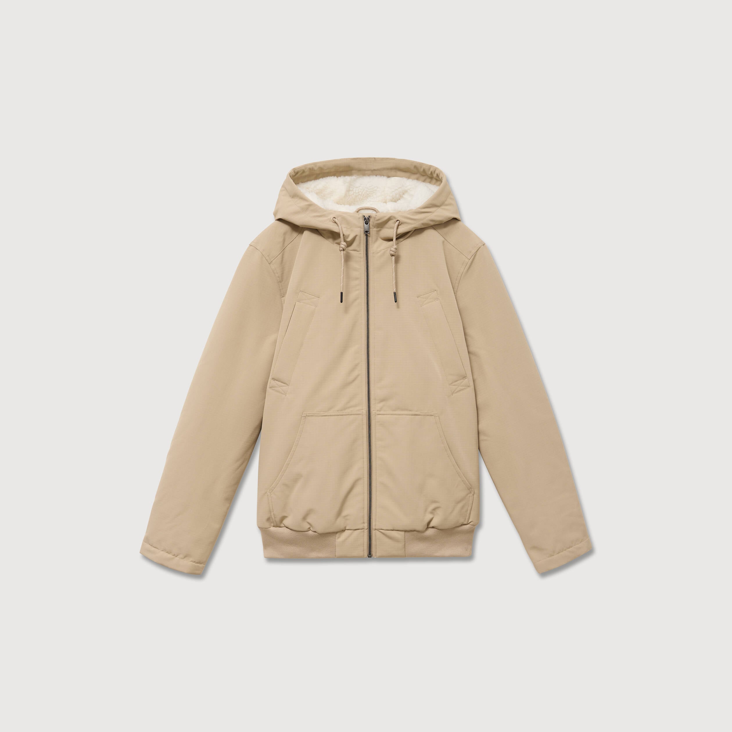 Parka courte &agrave; capuche beige homme
