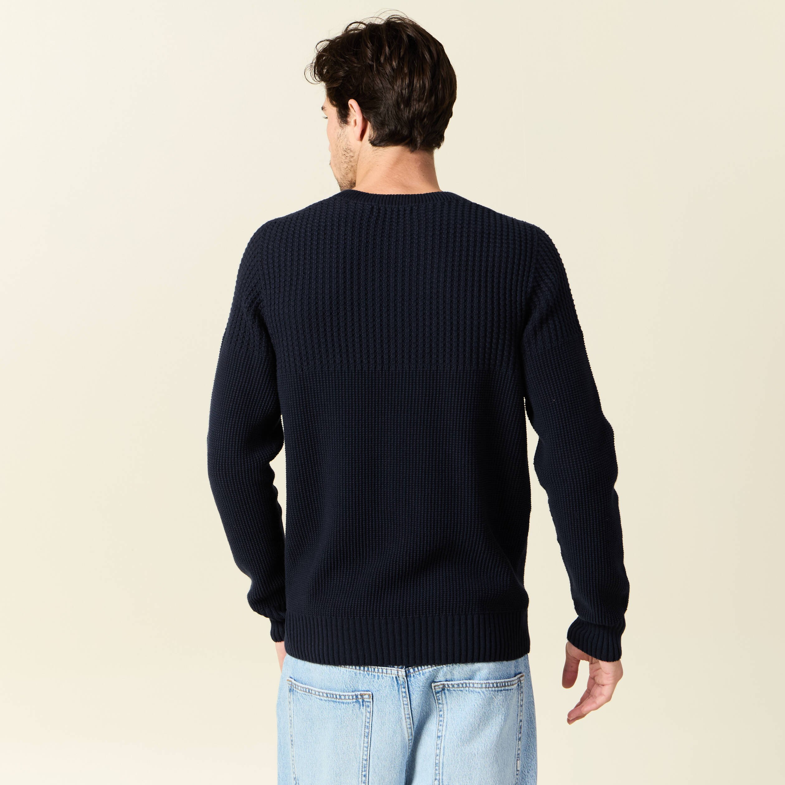 pull manches longues fabrique en france bleu marine homme Pull manches longues fabriqué en France bleu marine homme