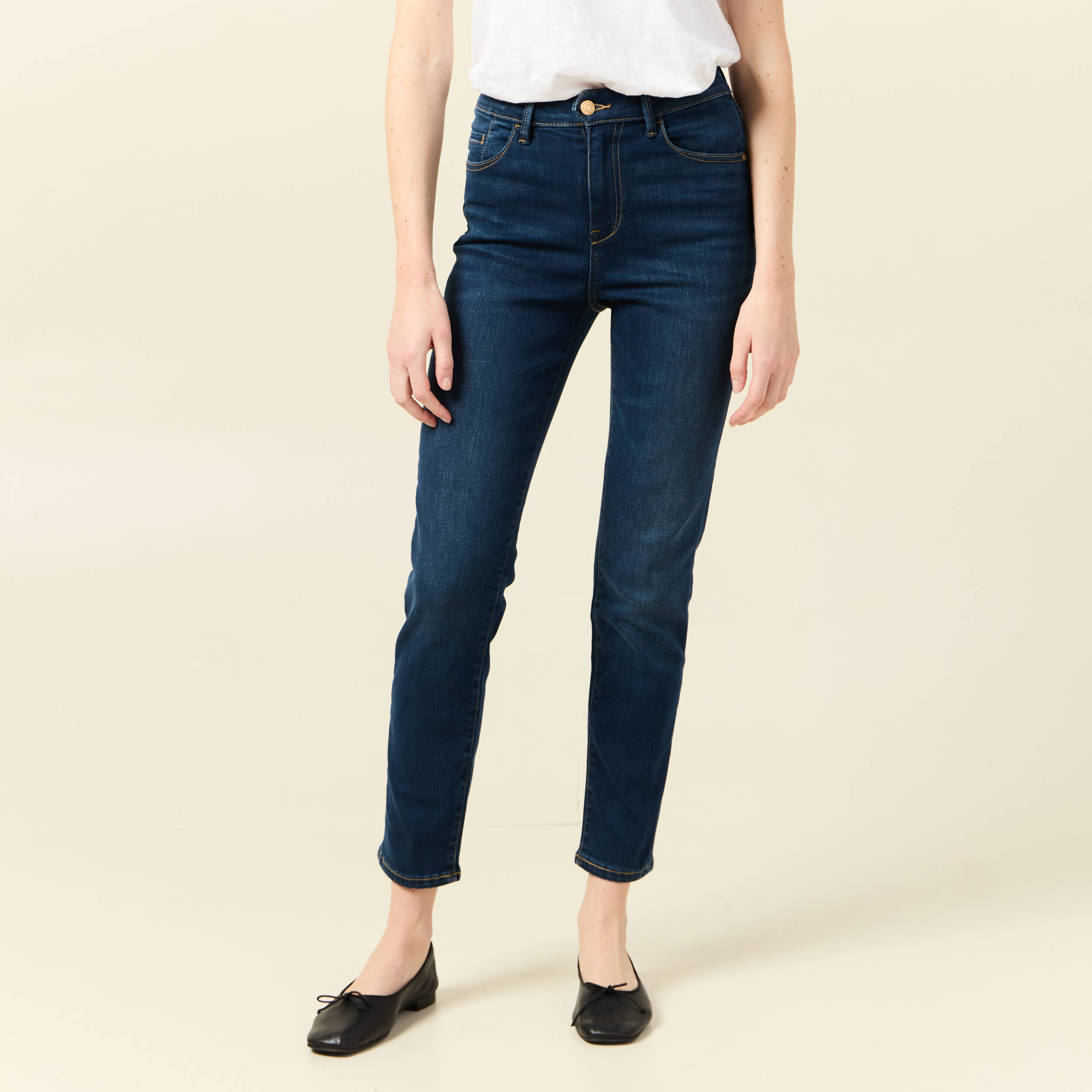jeans slim taille haute 78eme denim brut femme Jeans slim taille haute 7/8ème denim brut femme