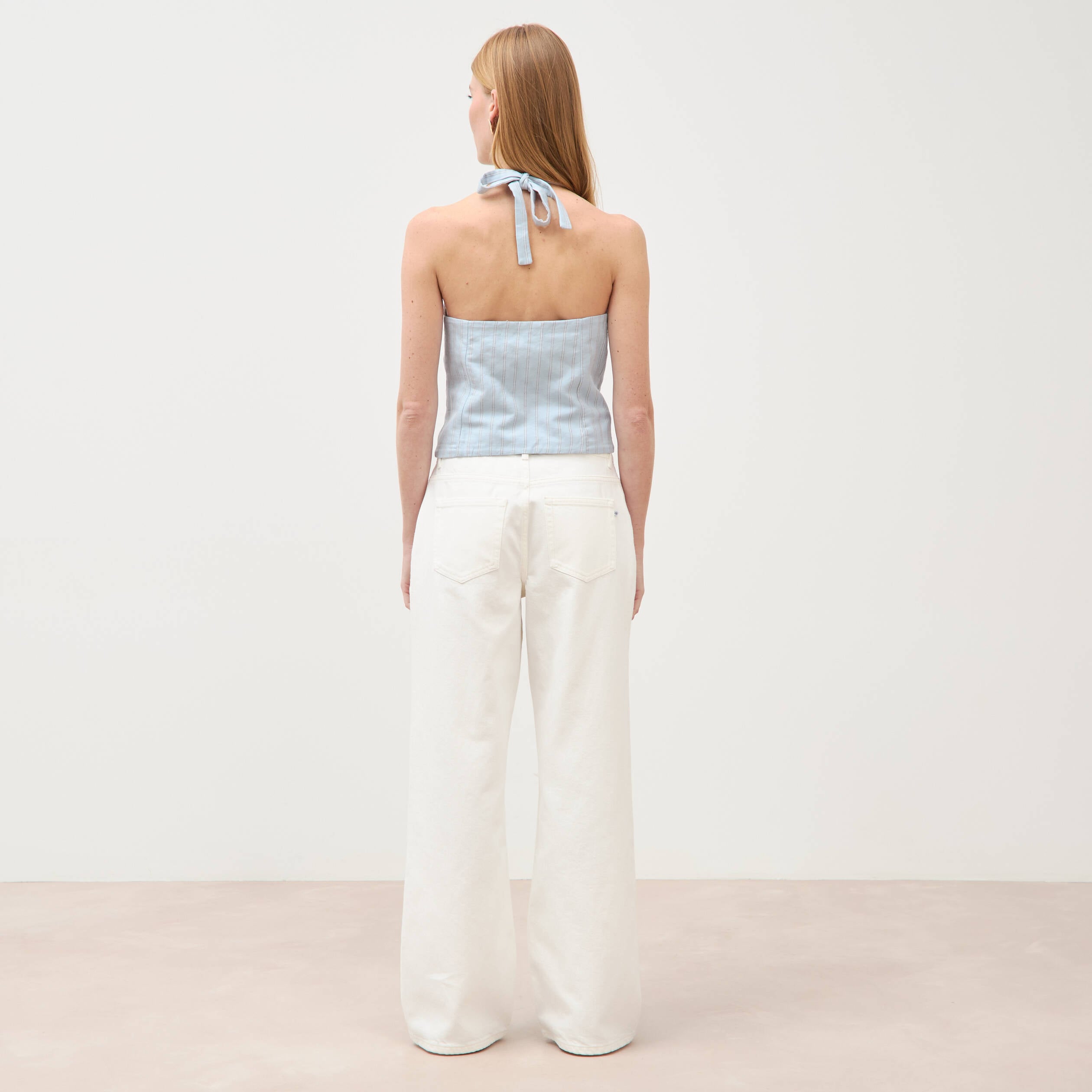 Gilet sans manches col v bleu ciel femme