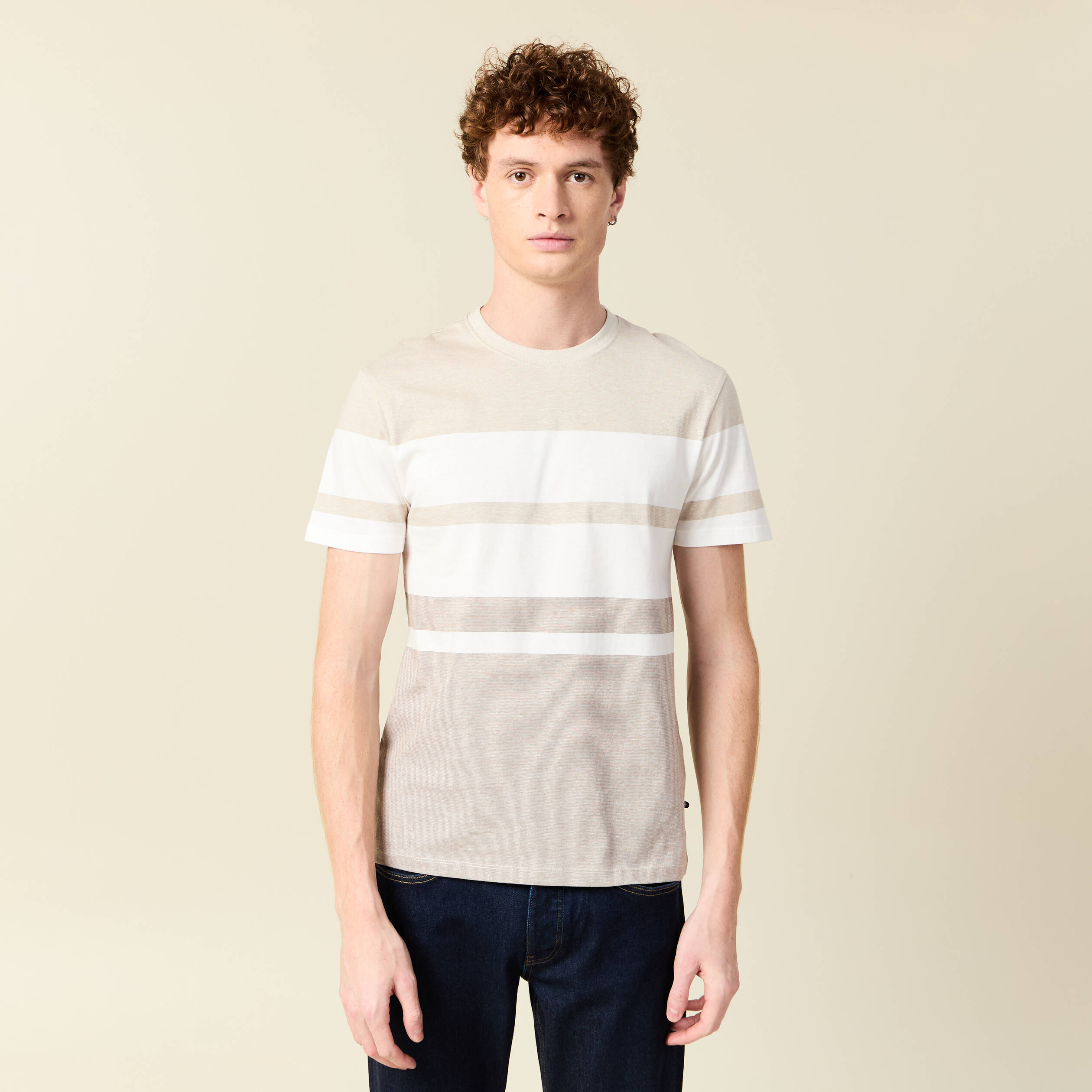 T-shirt manches courtes beige homme