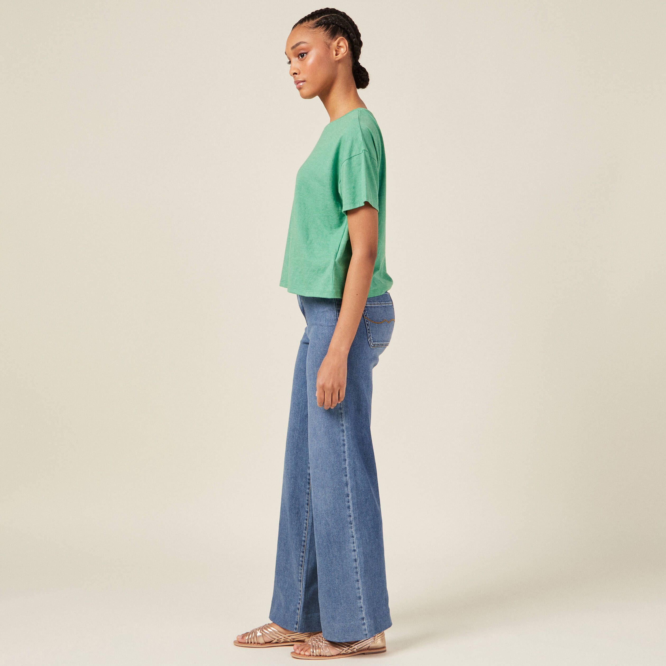 t shirt manches courtes vert femme T-shirt manches courtes vert femme