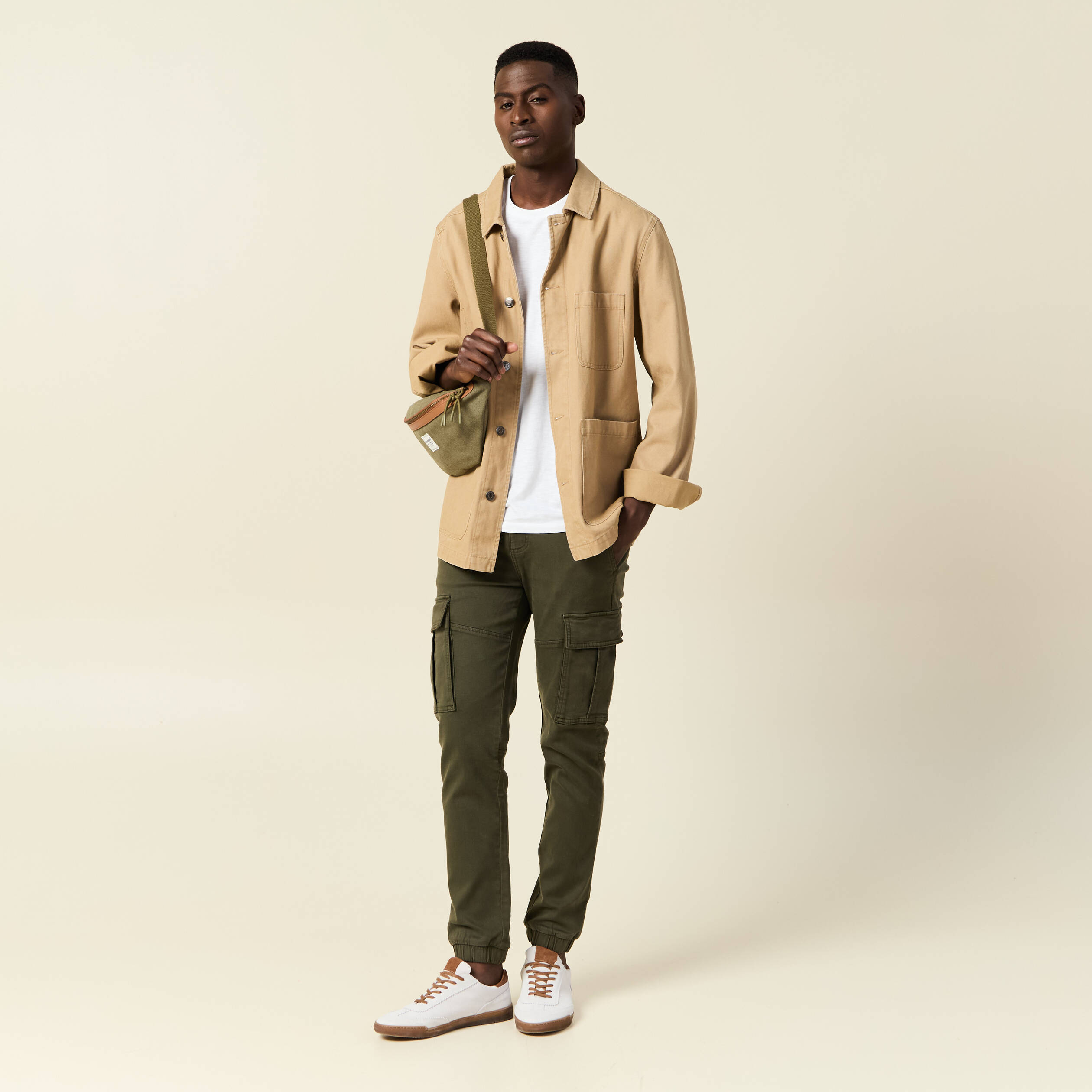Pantalon battle bas resserré vert kaki homme