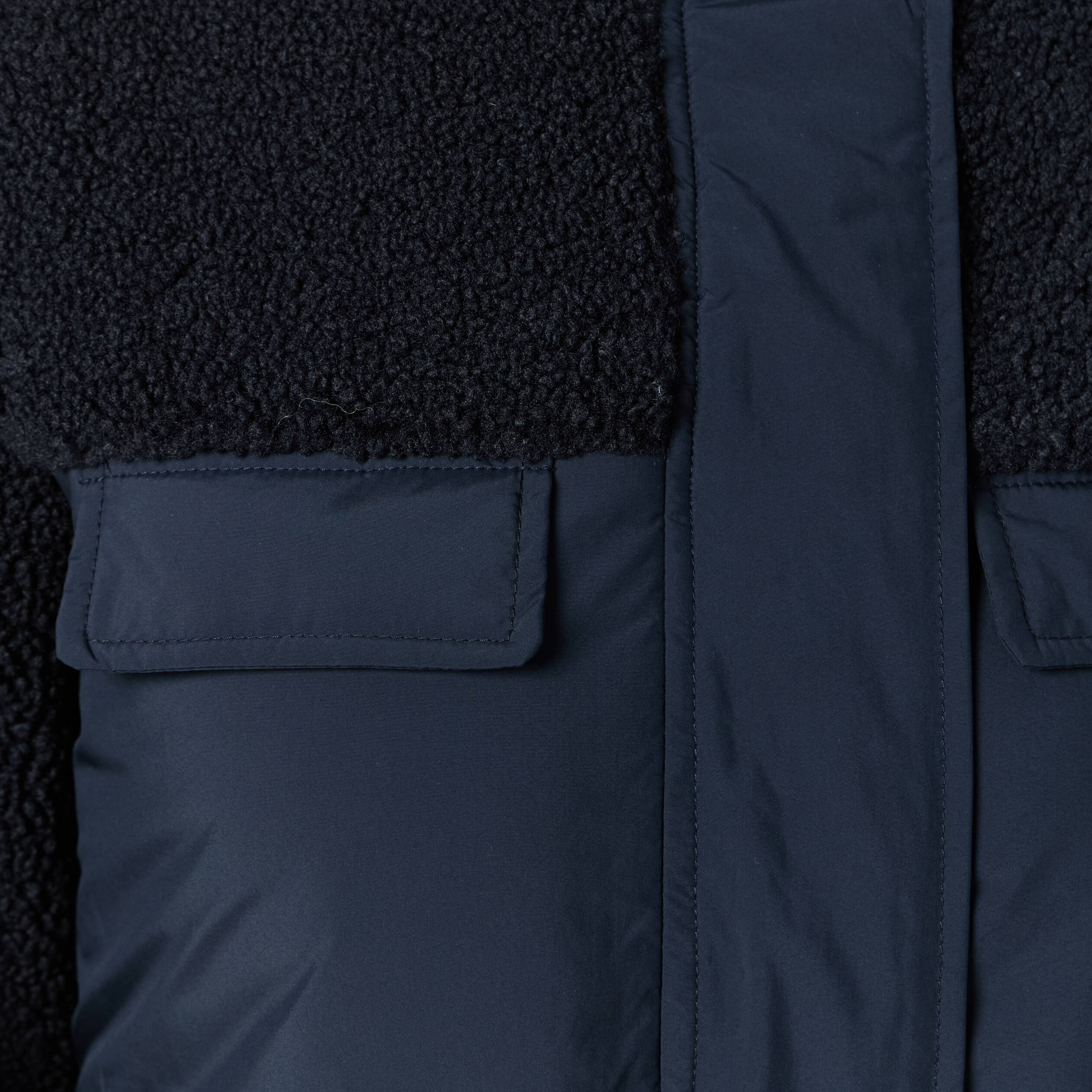 manteau manches sherpa bleu marine femme Manteau manches sherpa bleu marine femme