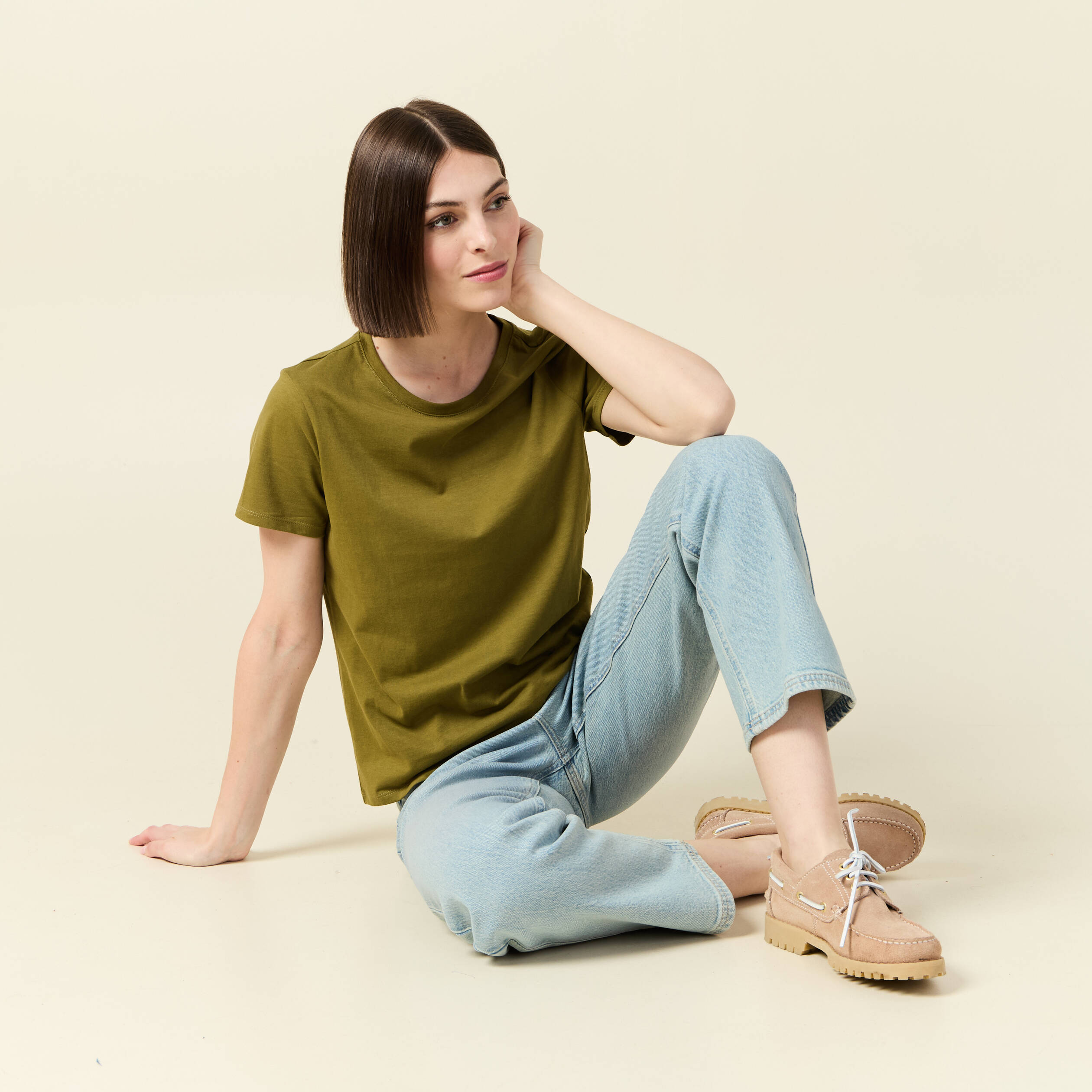 t shirt manches courtes vert kaki femme T-shirt manches courtes vert kaki femme