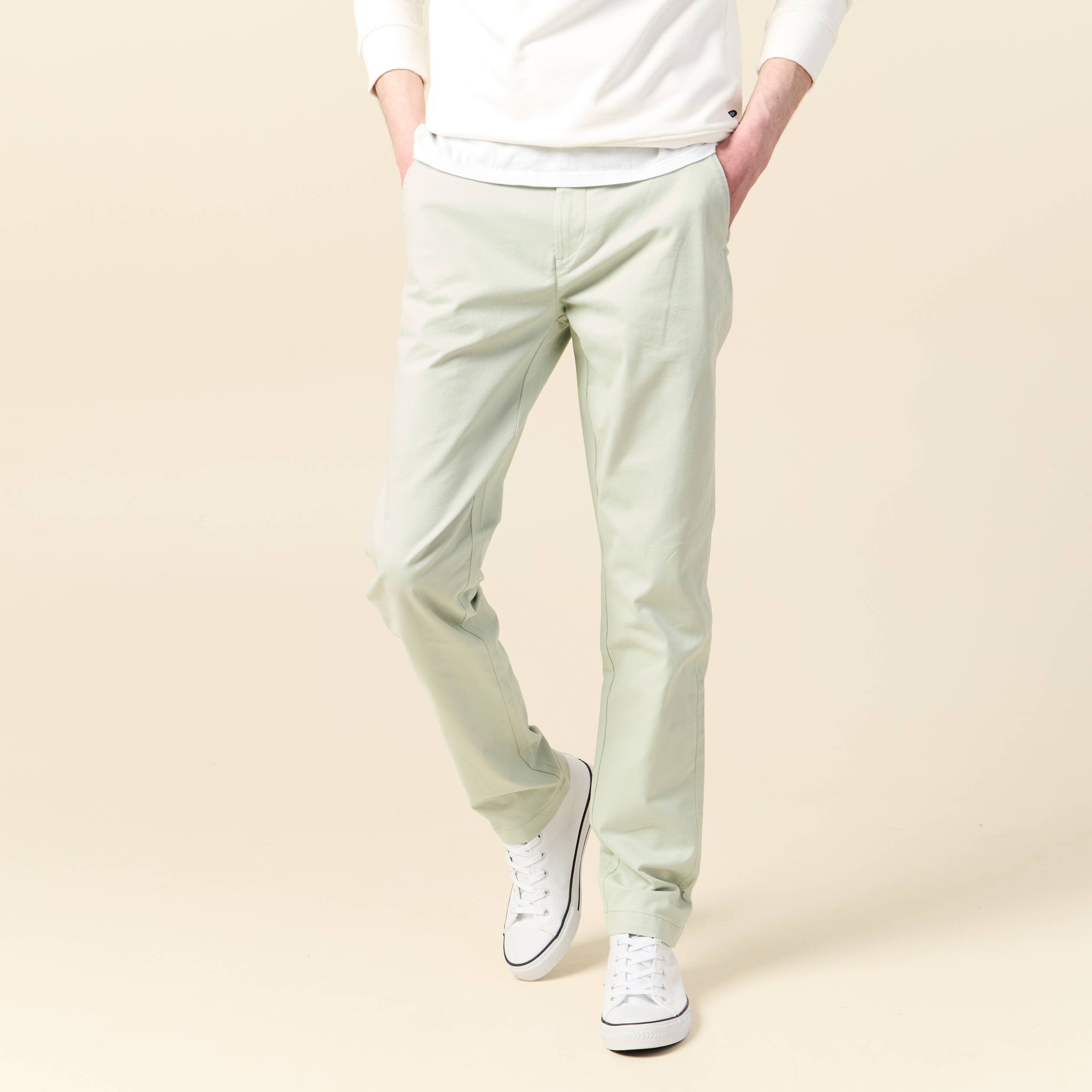 pantalon slim instinct chino vert clair homme Pantalon slim Instinct chino vert clair homme