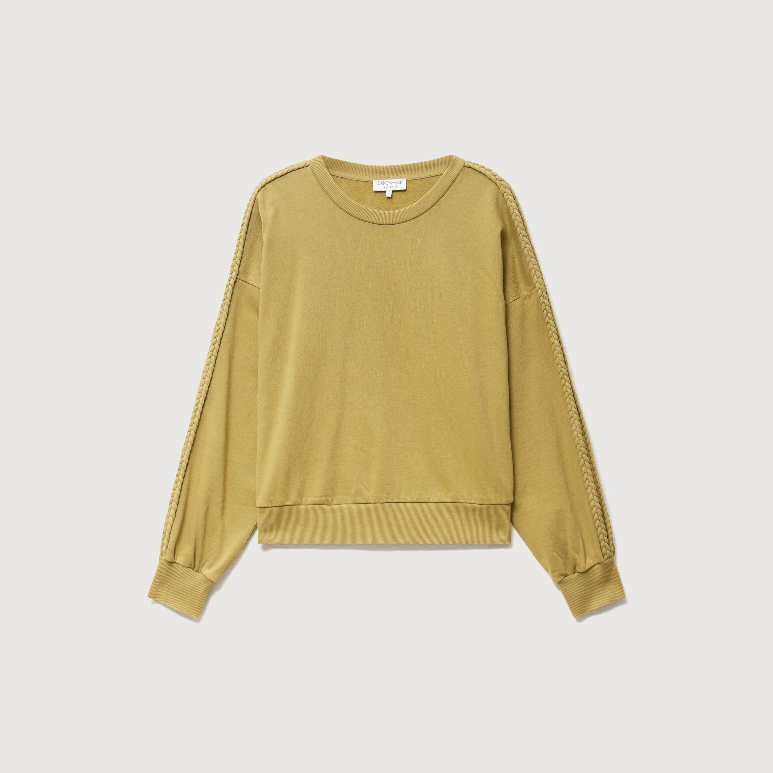 Sweat droit en coton manches longues camel femme