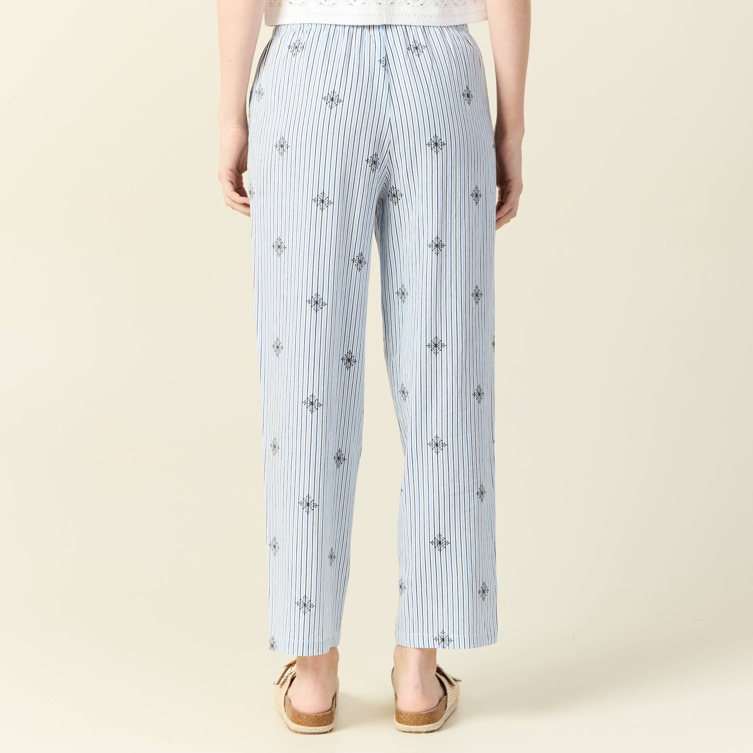pantalon droit 78eme bleu ciel femme Pantalon droit 7/8ème bleu ciel femme