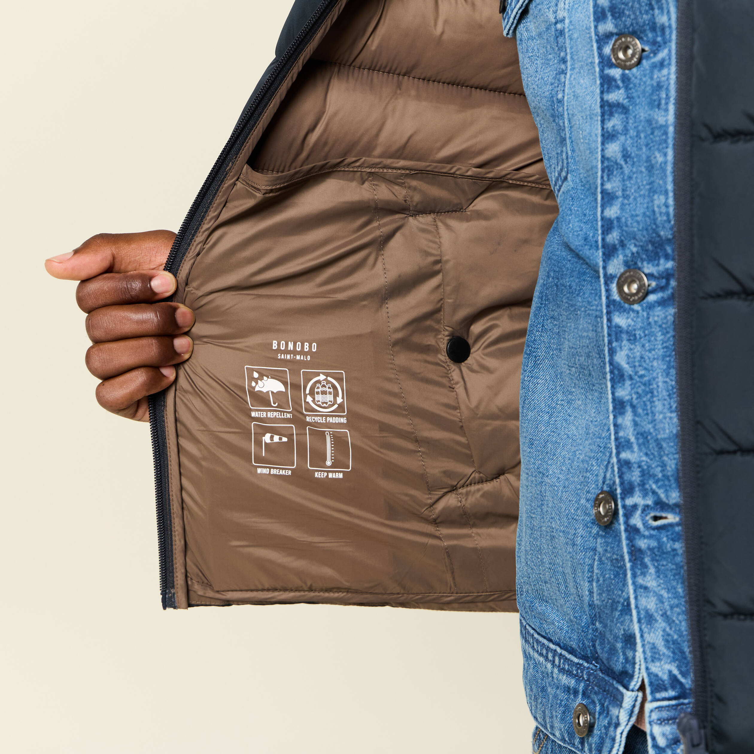 doudoune eco responsable bleu marine homme Doudoune éco-responsable bleu marine homme