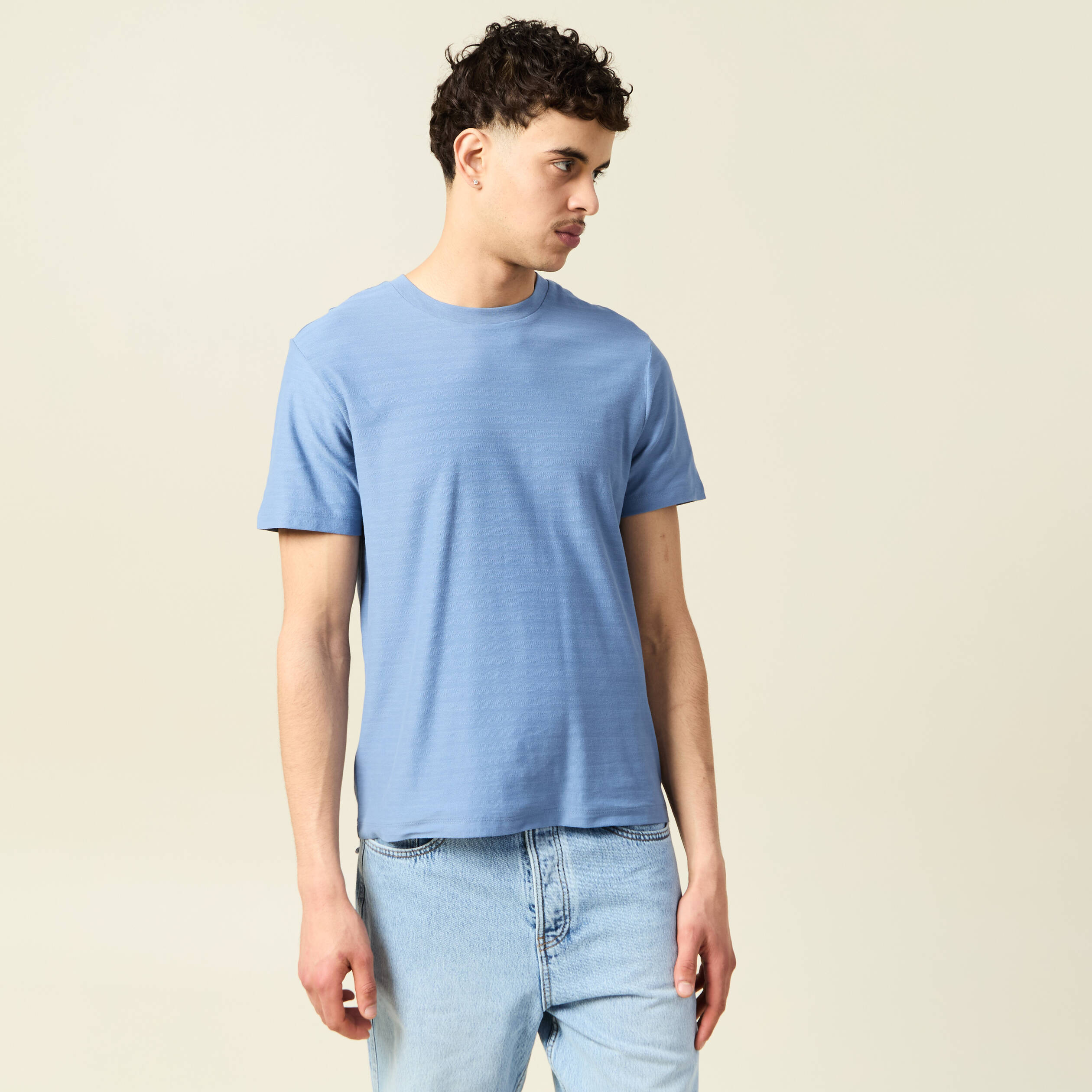 t shirt manches courtes bleu gris homme T-shirt manches courtes bleu gris homme