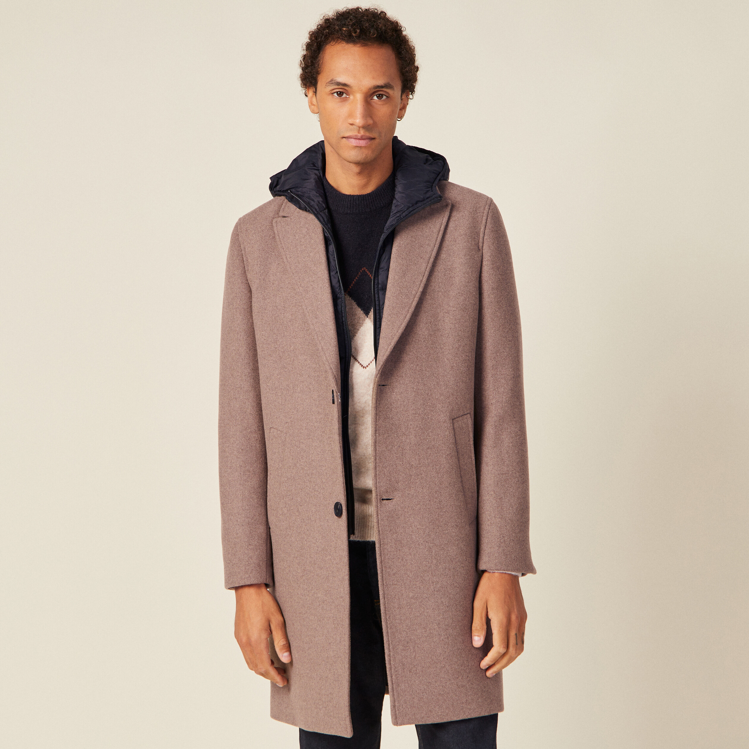 Manteau avec capuche amovible vert kaki homme Bonobo