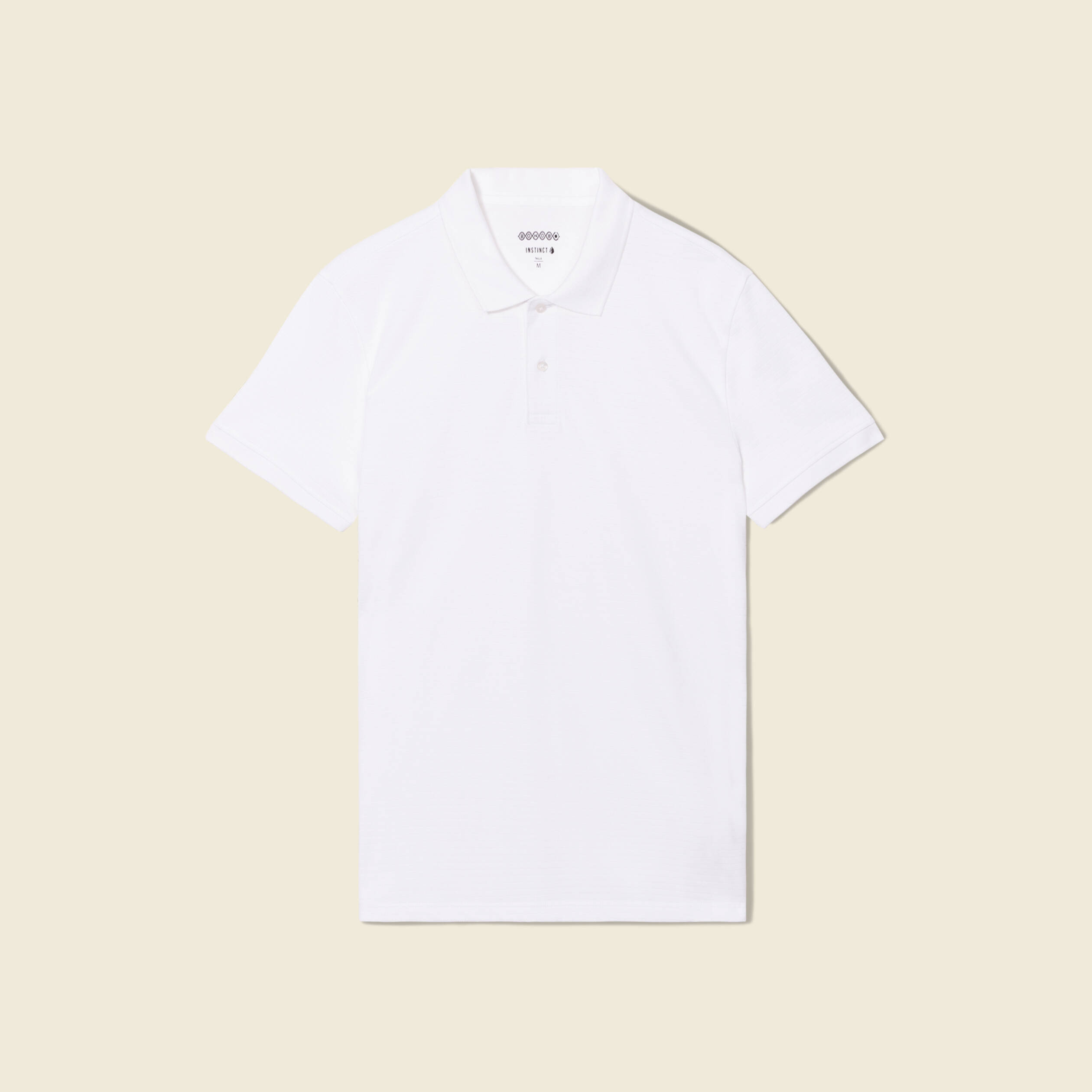Polo cintr&eacute; en coton manches courtes blanc homme